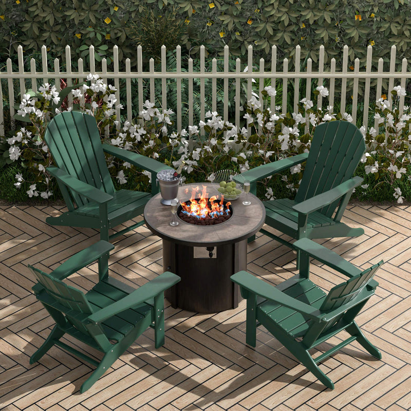 Portside Outdoor Adirondack Chair with Round Fire Pit Table Sets-Costaelm