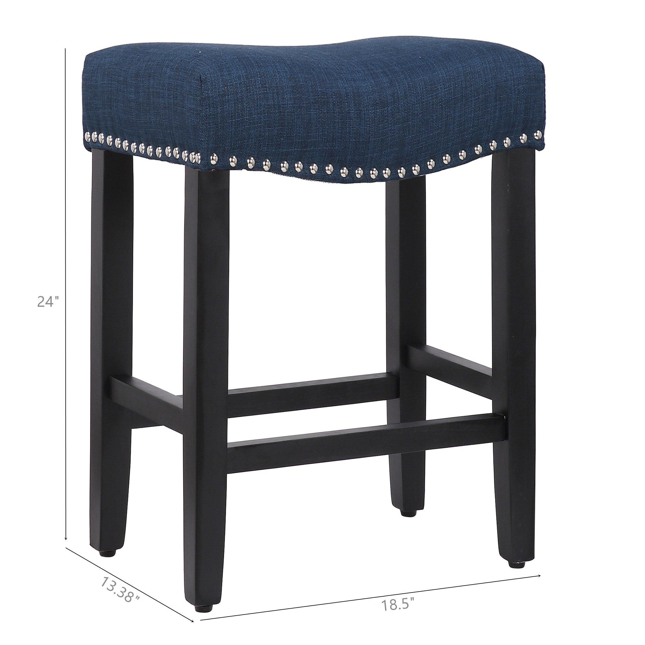 Bulmon 24" inch Upholstered Bar Stool with Nailhead Trim - Costaelm
