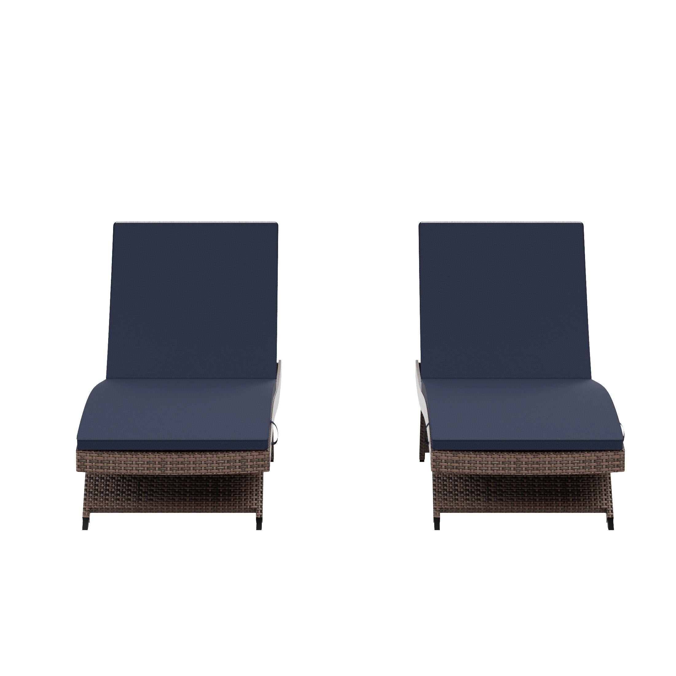 Bahama Brown Rattan Wicker Outdoor Chaise Lounges with Cushion Included (Set of 2) - Costaelm
