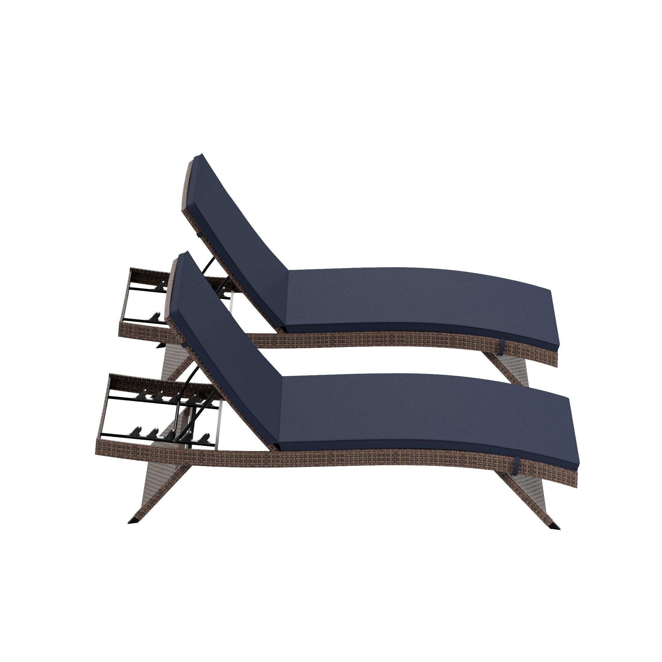 Bahama Brown Rattan Wicker Outdoor Chaise Lounges with Cushion Included (Set of 2) - Costaelm