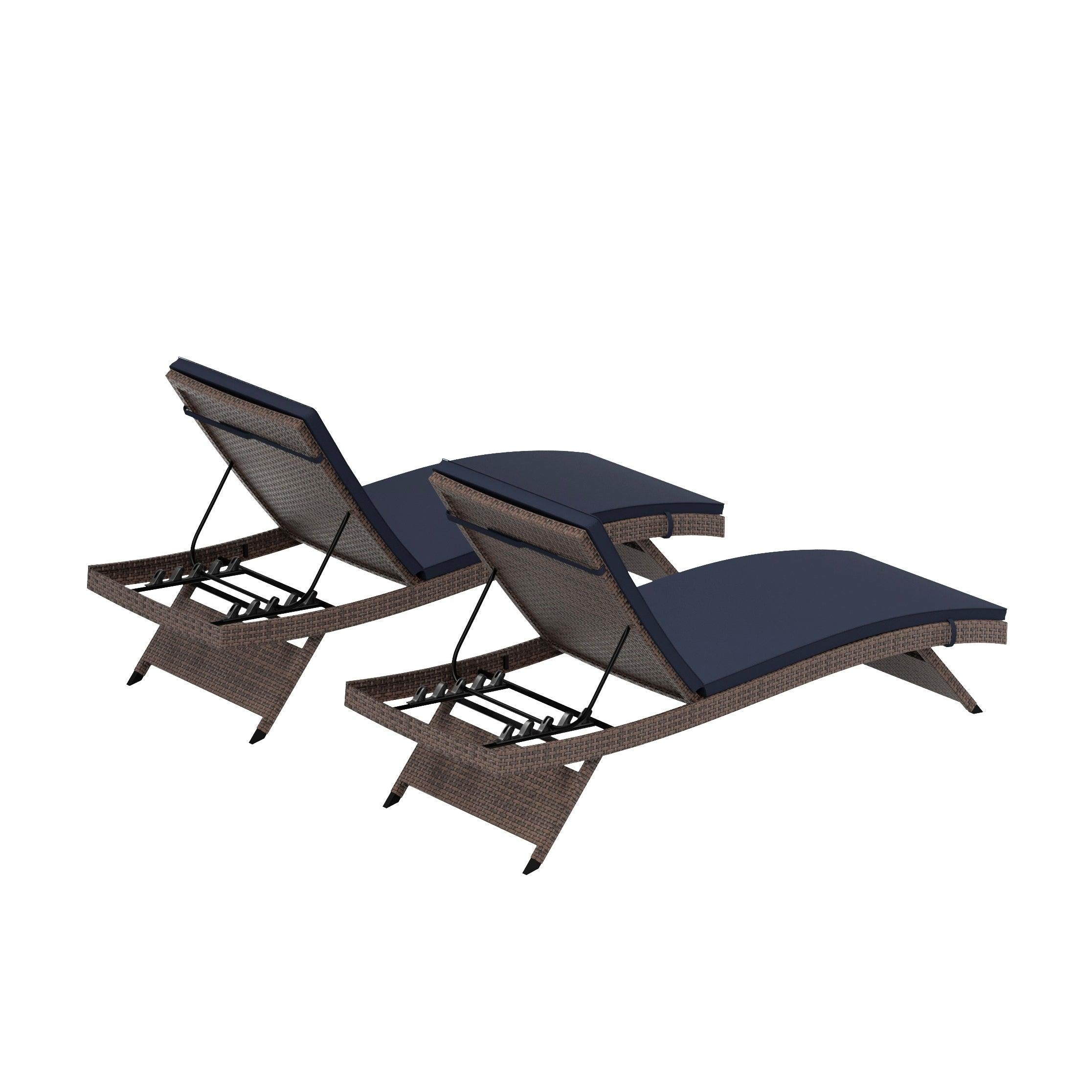 Bahama Brown Rattan Wicker Outdoor Chaise Lounges with Cushion Included (Set of 2) - Costaelm