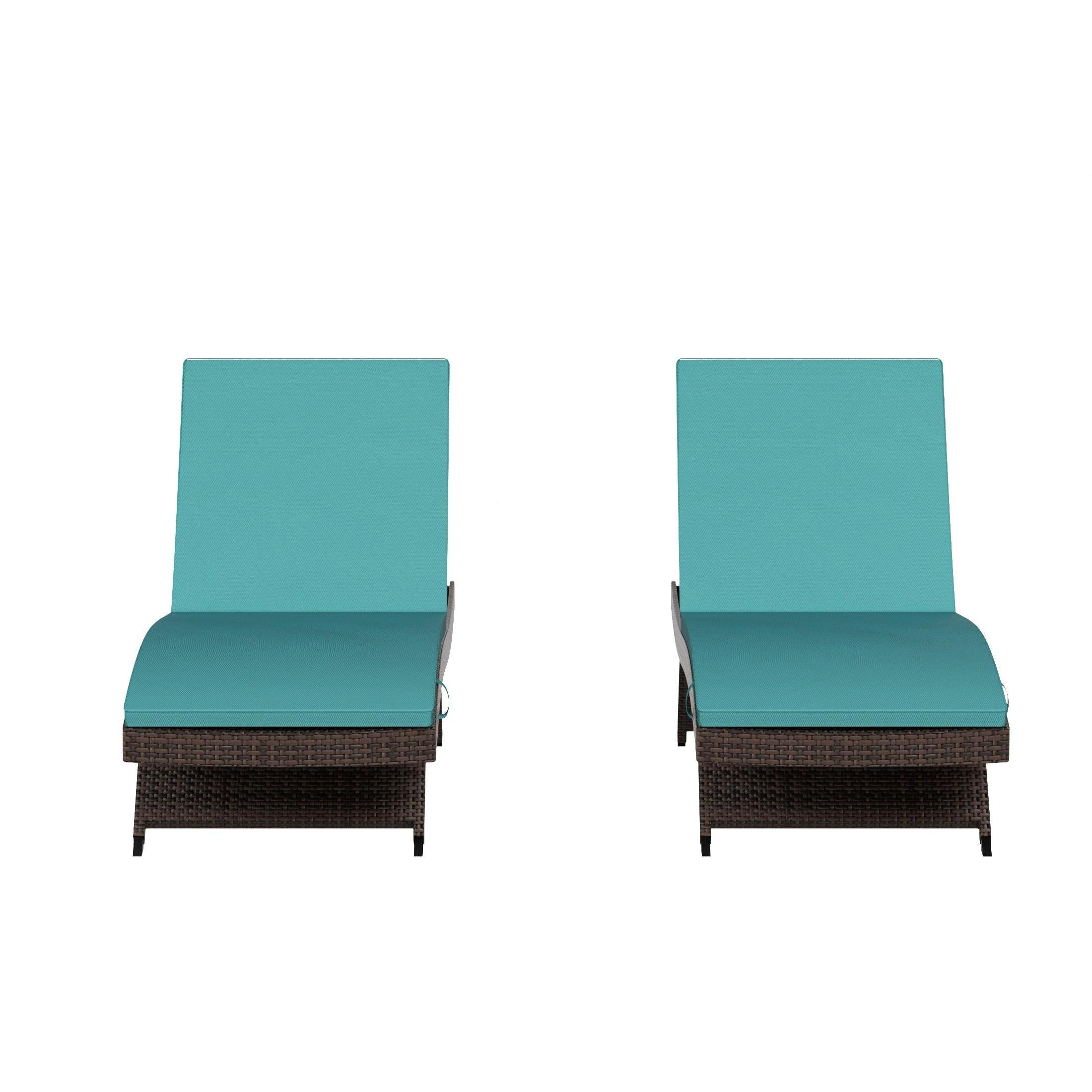 Bahama Brown Rattan Wicker Outdoor Chaise Lounges with Cushion Included (Set of 2) - Costaelm