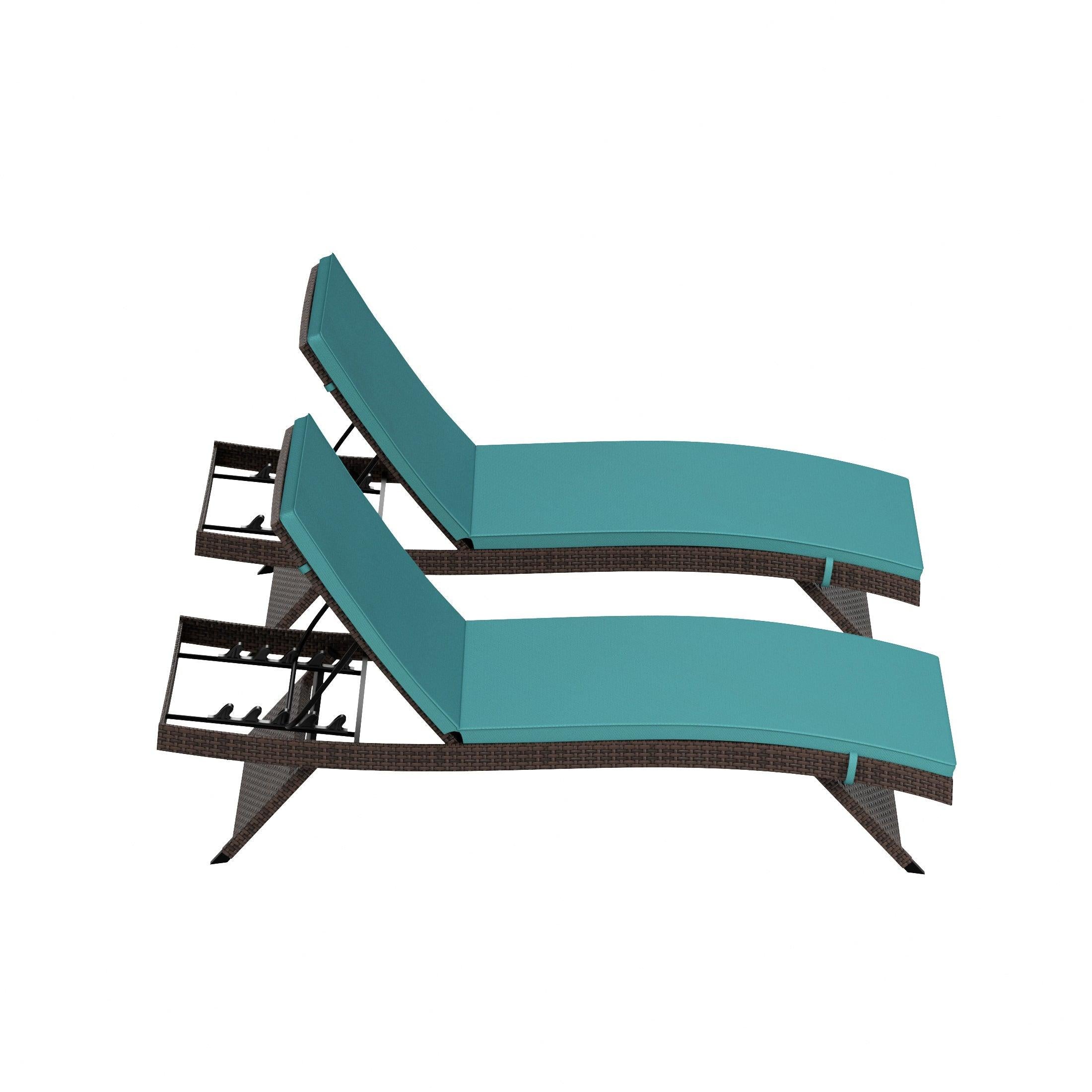 Bahama Brown Rattan Wicker Outdoor Chaise Lounges with Cushion Included (Set of 2) - Costaelm