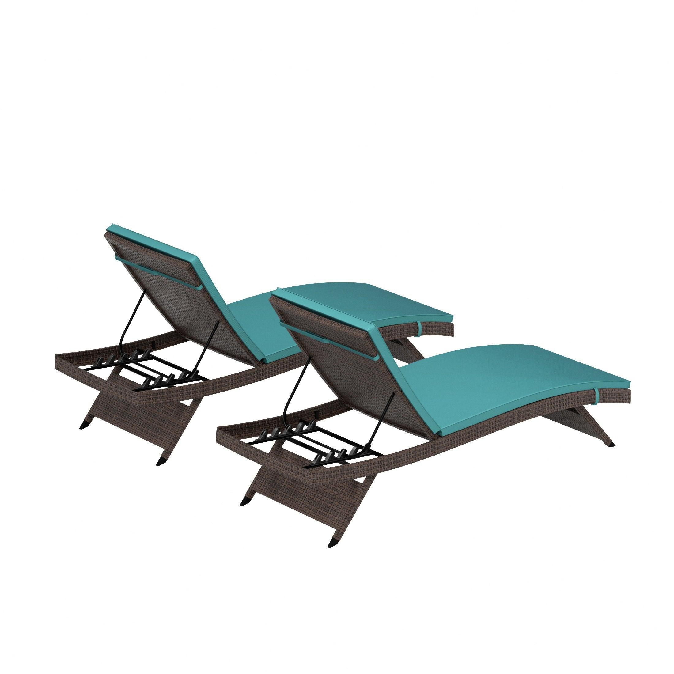 Bahama Brown Rattan Wicker Outdoor Chaise Lounges with Cushion Included (Set of 2) - Costaelm