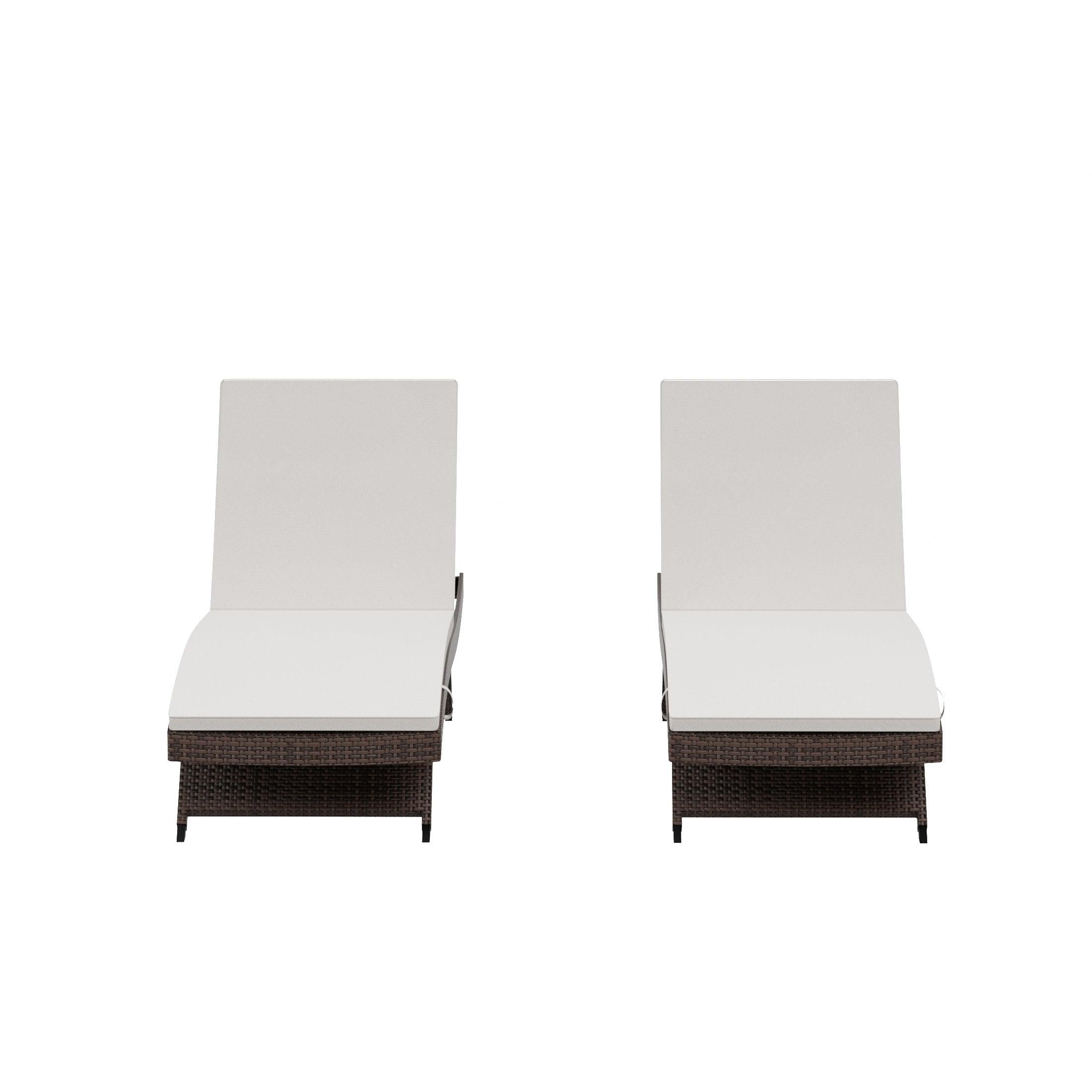 Bahama Brown Rattan Wicker Outdoor Chaise Lounges with Cushion Included (Set of 2) - Costaelm