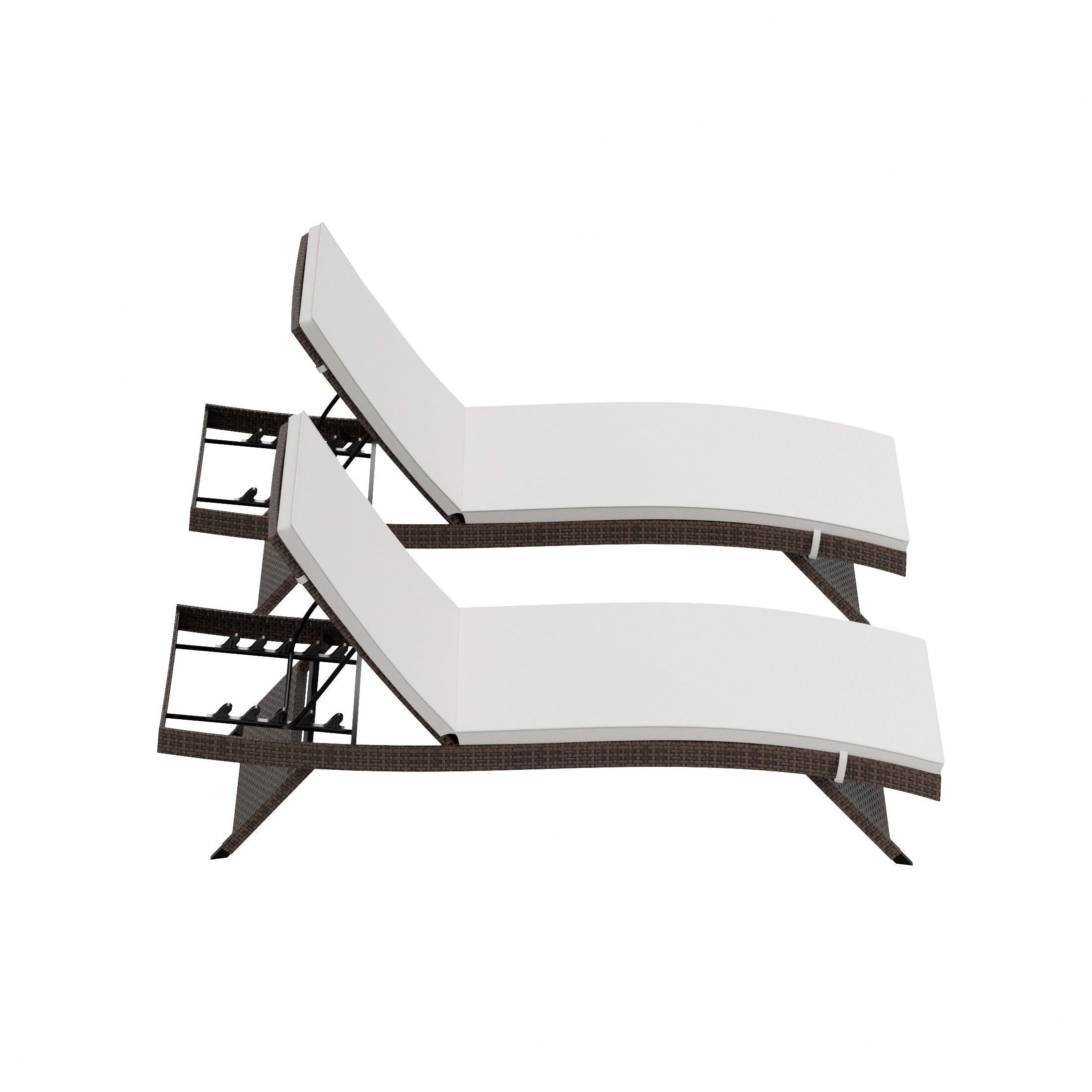 Bahama Brown Rattan Wicker Outdoor Chaise Lounges with Cushion Included (Set of 2) - Costaelm