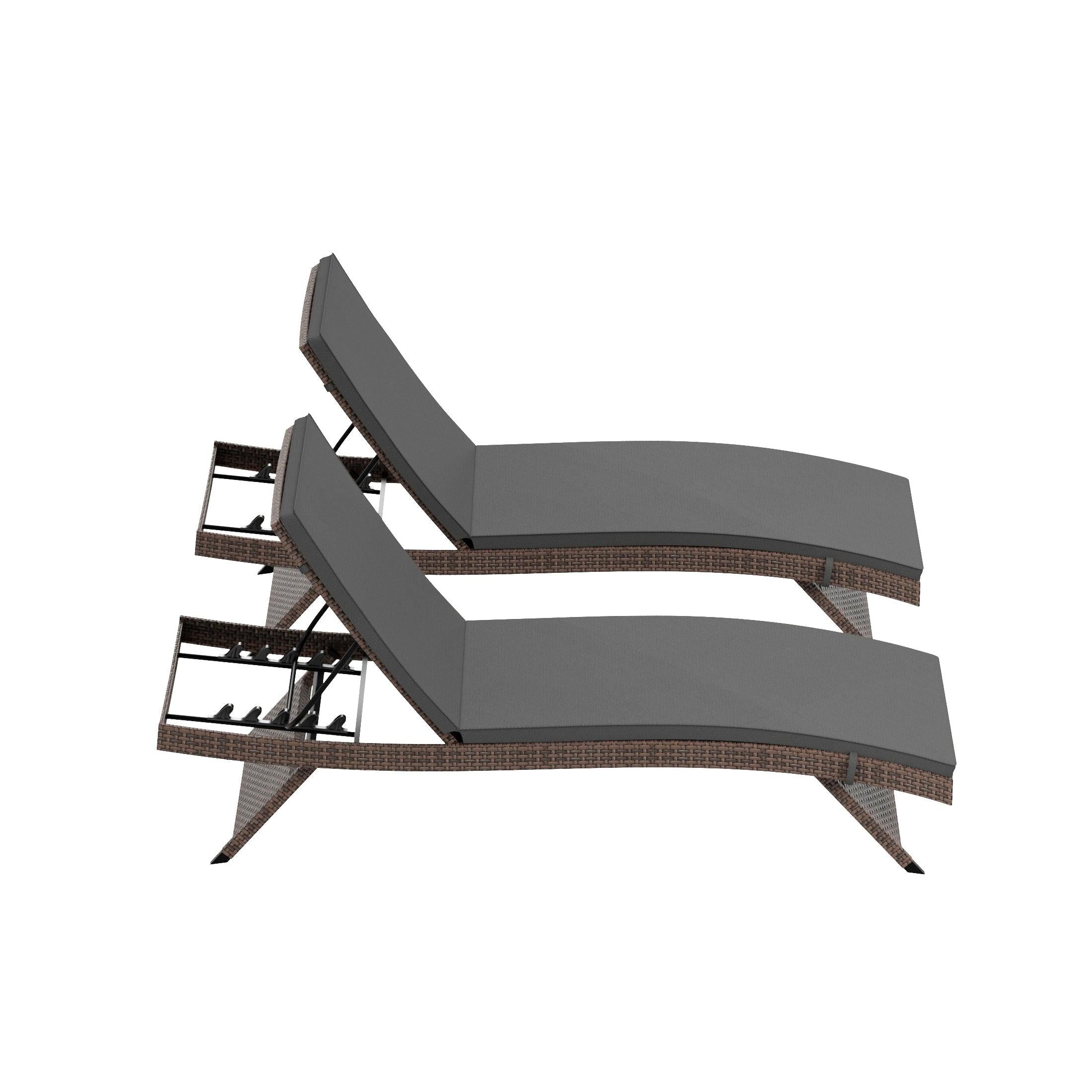 Bahama Brown Rattan Wicker Outdoor Chaise Lounges with Cushion Included (Set of 2) - Costaelm