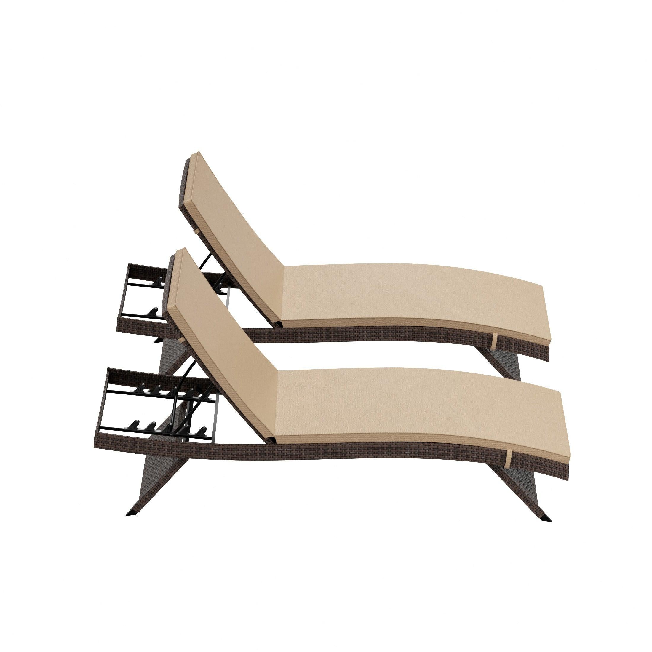 Bahama Brown Rattan Wicker Outdoor Chaise Lounges with Cushion Included (Set of 2) - Costaelm