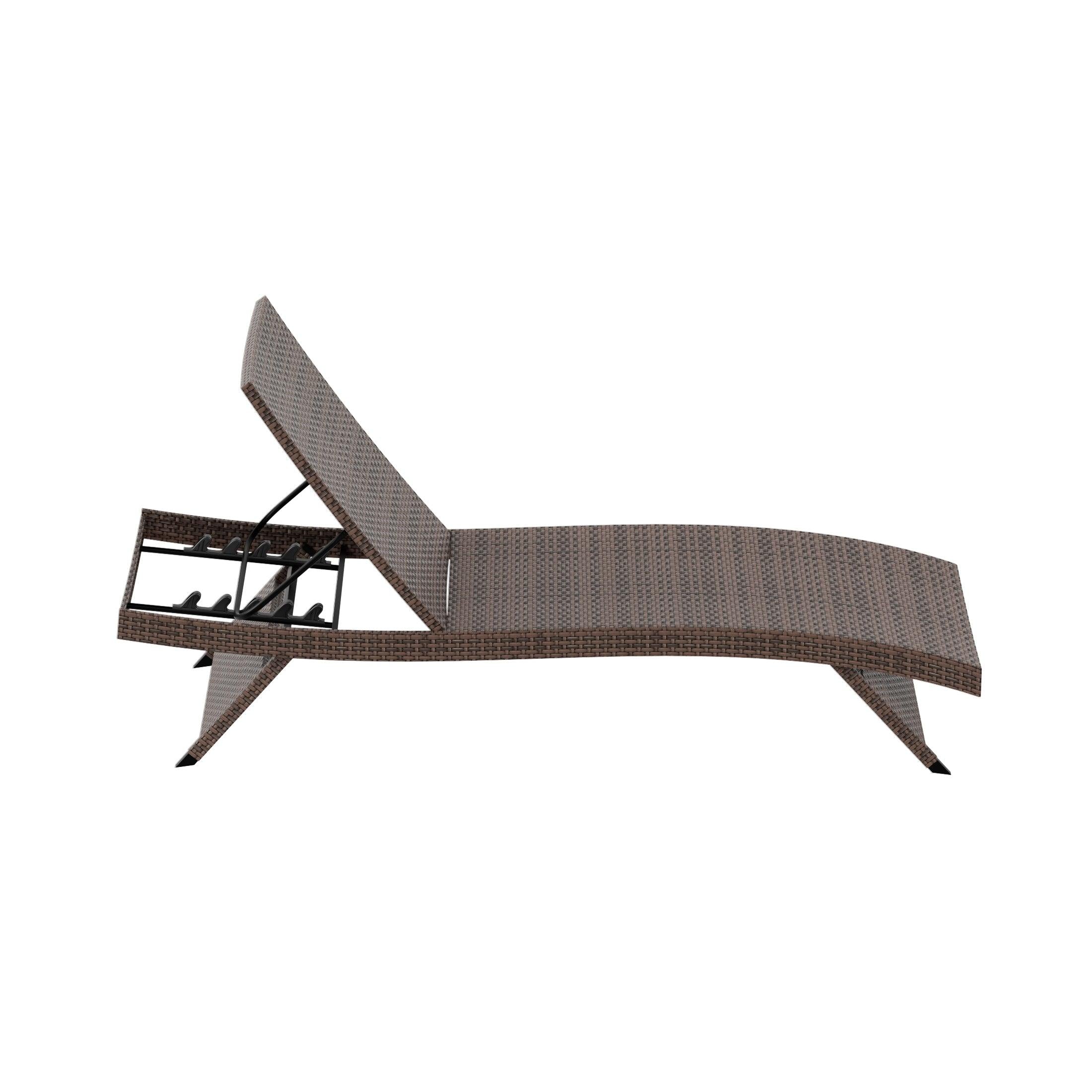Bahama Brown Wicker Rattan Outdoor Chaise Lounge Chairs (Set of 2) - Costaelm
