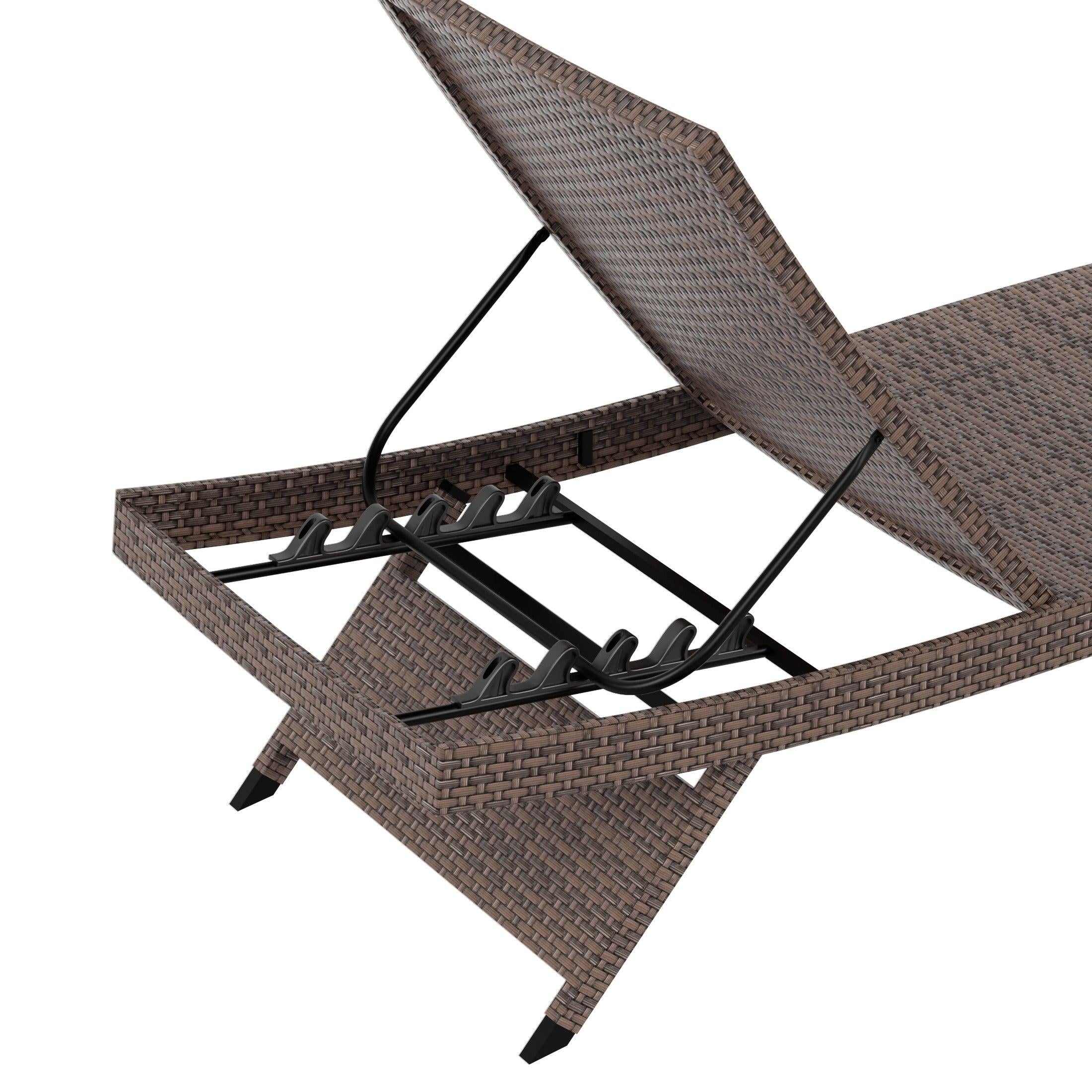 Bahama Brown Wicker Rattan Outdoor Chaise Lounge Chairs (Set of 2) - Costaelm