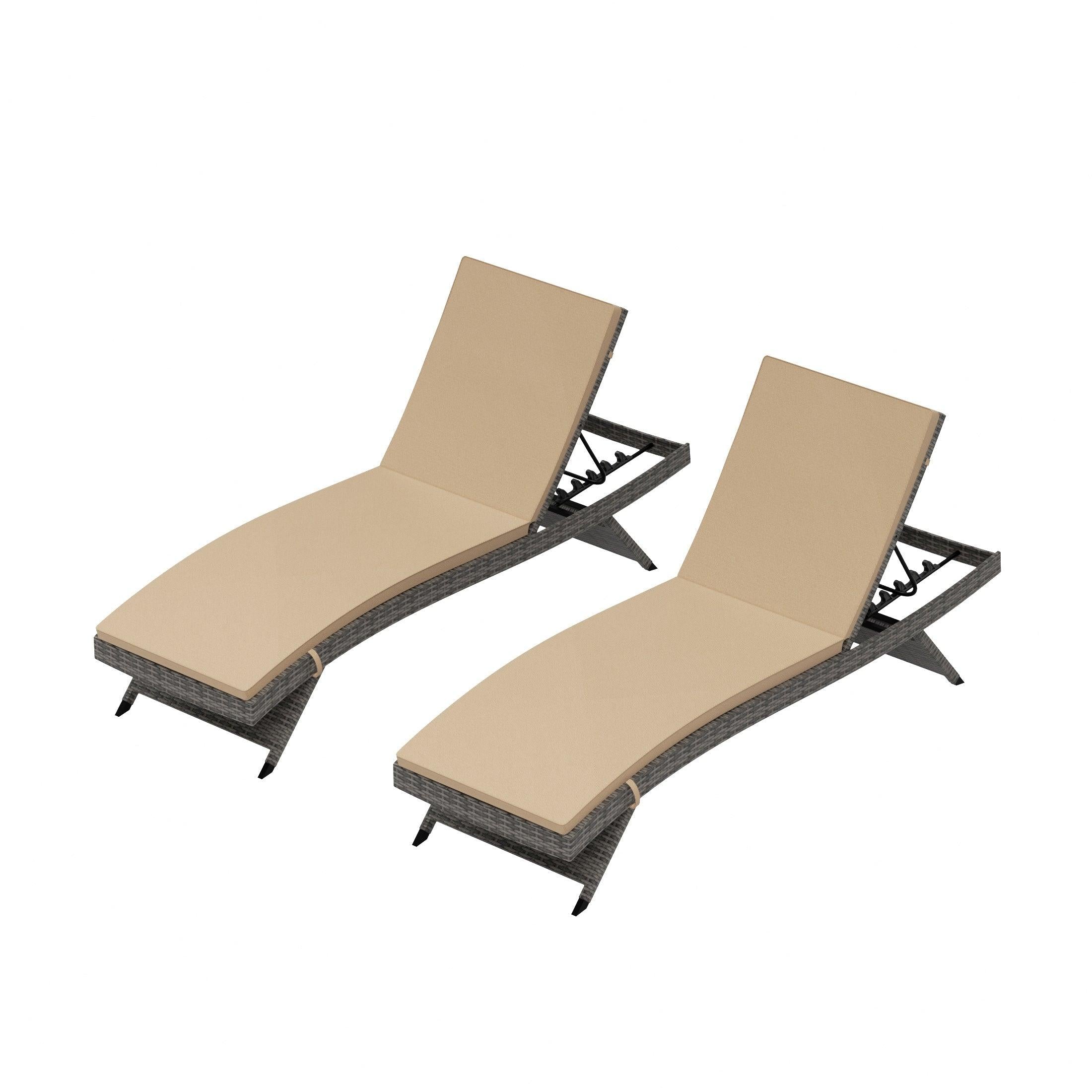 Bahama Gray Rattan Wicker Outdoor Chaise Lounges with Cushion Included (Set of 2) - Costaelm
