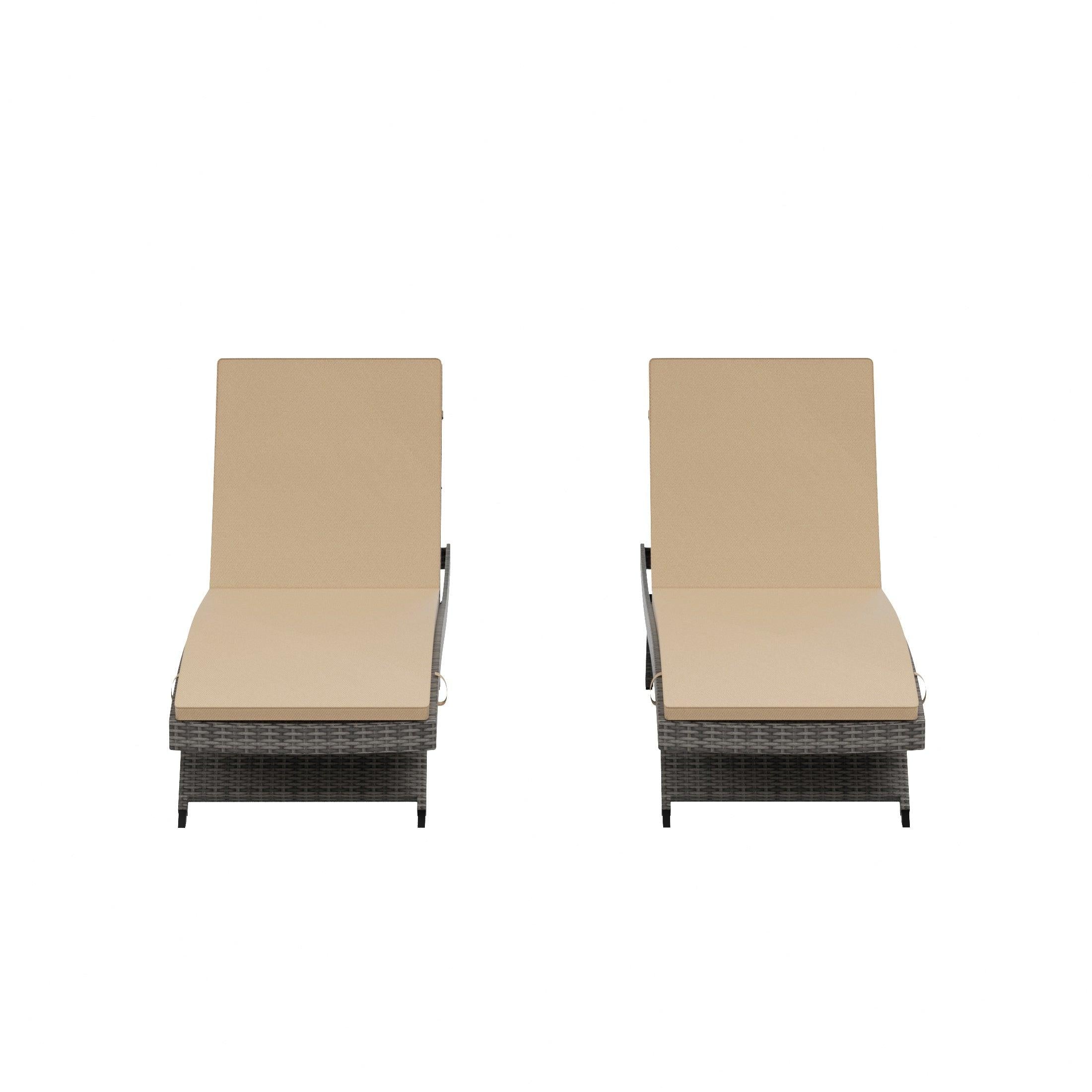 Bahama Gray Rattan Wicker Outdoor Chaise Lounges with Cushion Included (Set of 2) - Costaelm