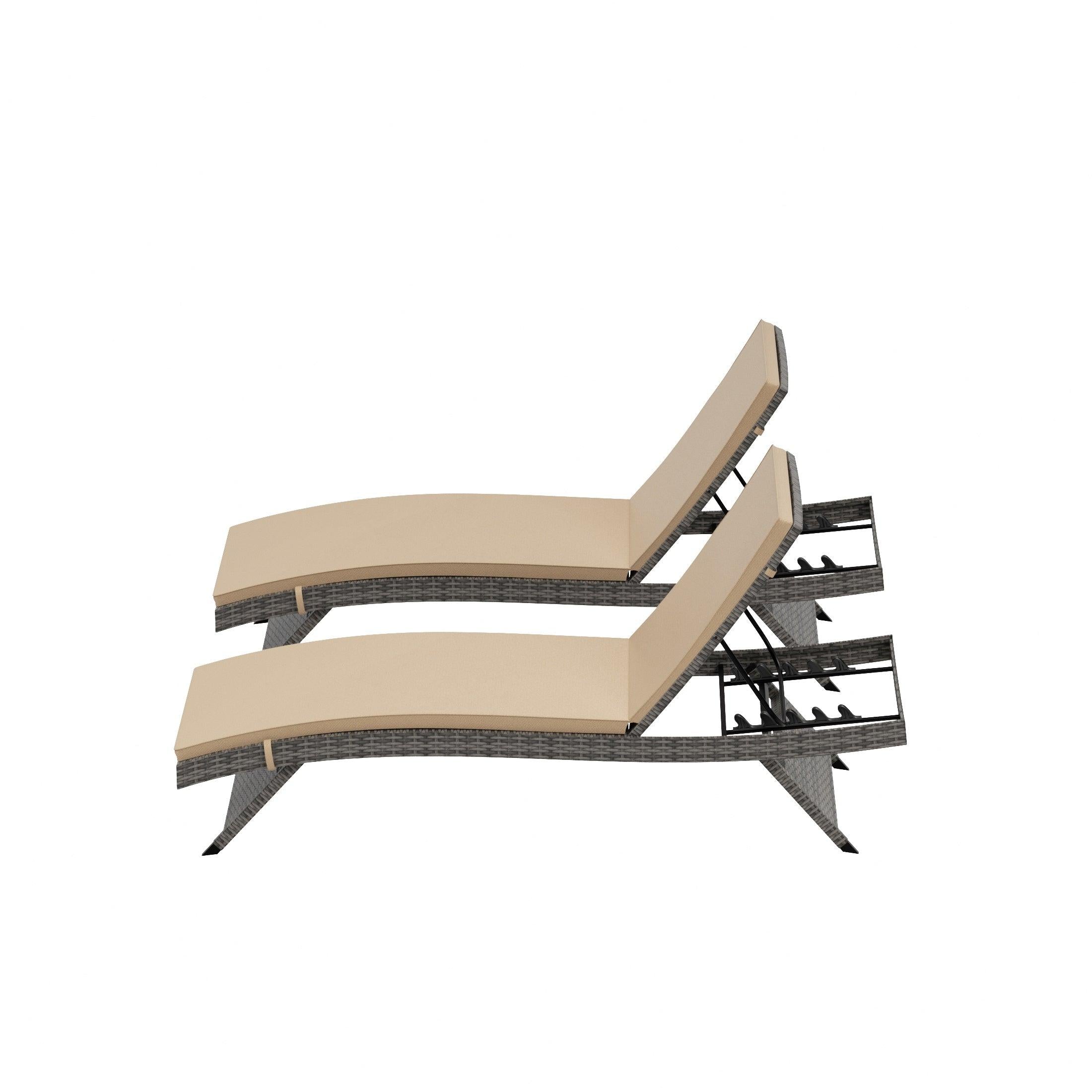 Bahama Gray Rattan Wicker Outdoor Chaise Lounges with Cushion Included (Set of 2) - Costaelm