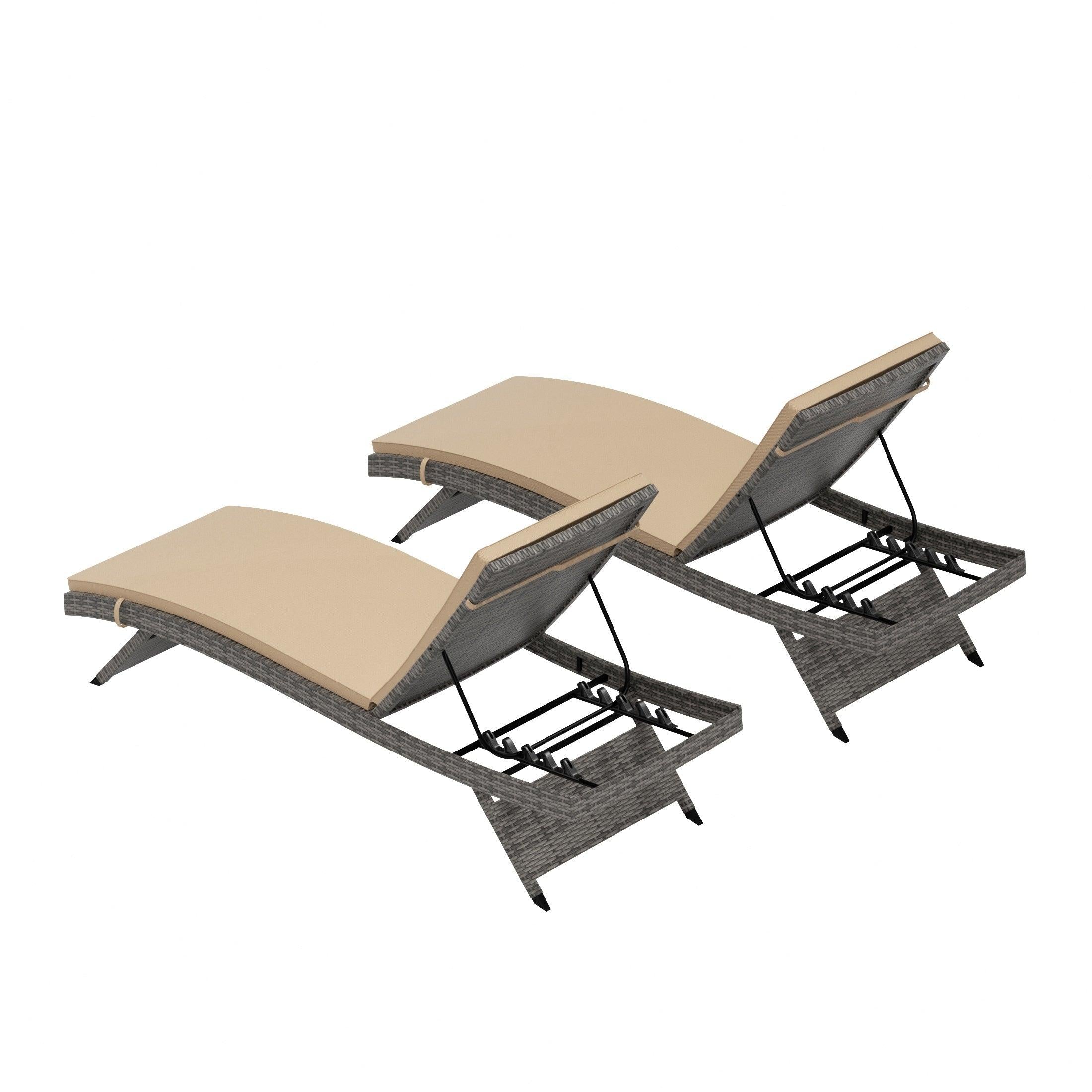 Bahama Gray Rattan Wicker Outdoor Chaise Lounges with Cushion Included (Set of 2) - Costaelm