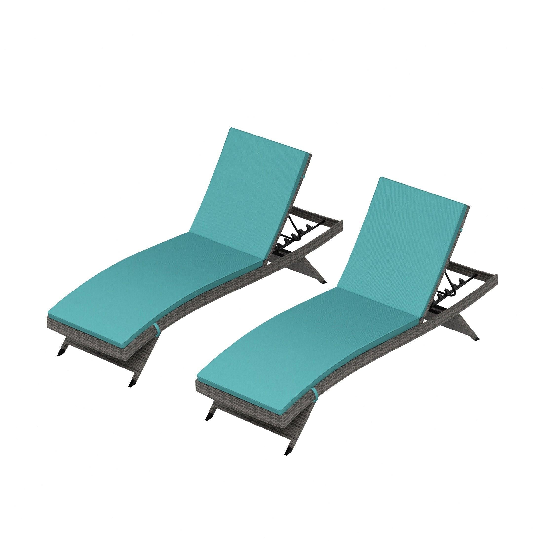 Bahama Gray Rattan Wicker Outdoor Chaise Lounges with Cushion Included (Set of 2) - Costaelm