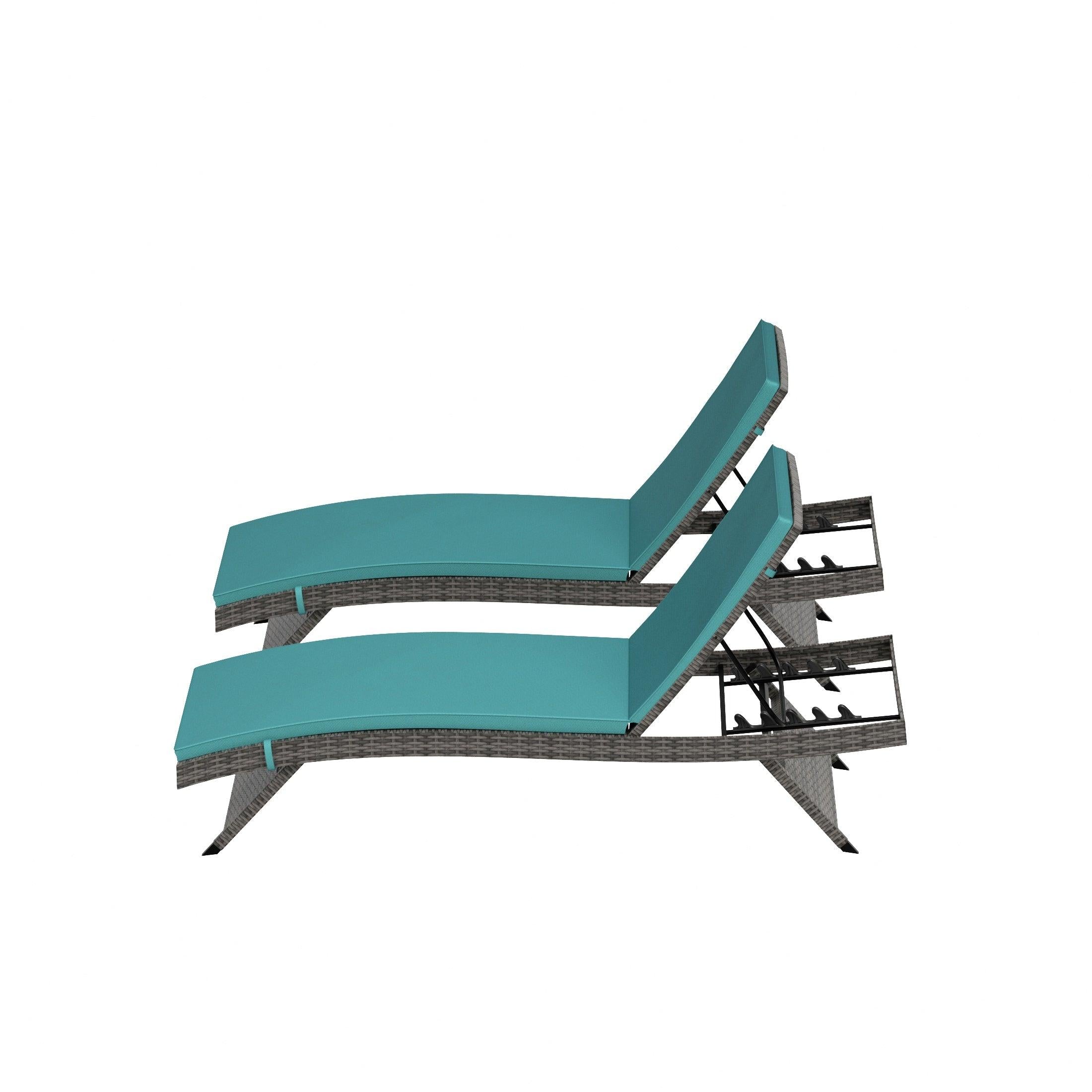 Bahama Gray Rattan Wicker Outdoor Chaise Lounges with Cushion Included (Set of 2) - Costaelm