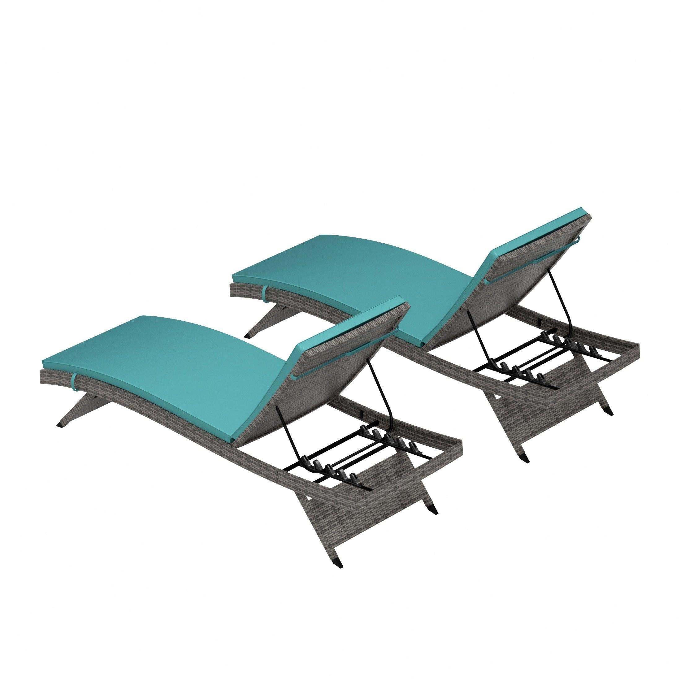Bahama Gray Rattan Wicker Outdoor Chaise Lounges with Cushion Included (Set of 2) - Costaelm