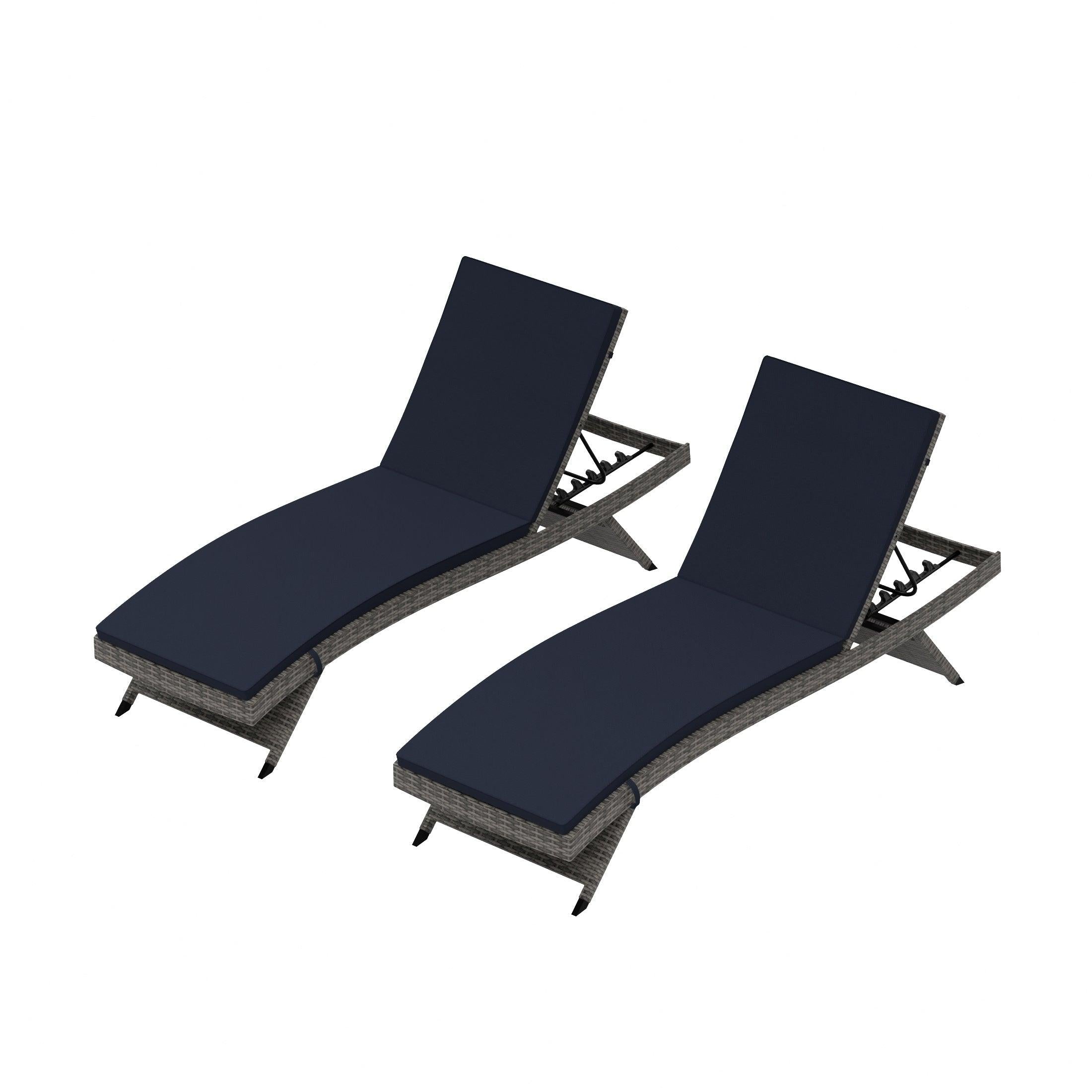 Bahama Gray Rattan Wicker Outdoor Chaise Lounges with Cushion Included (Set of 2) - Costaelm