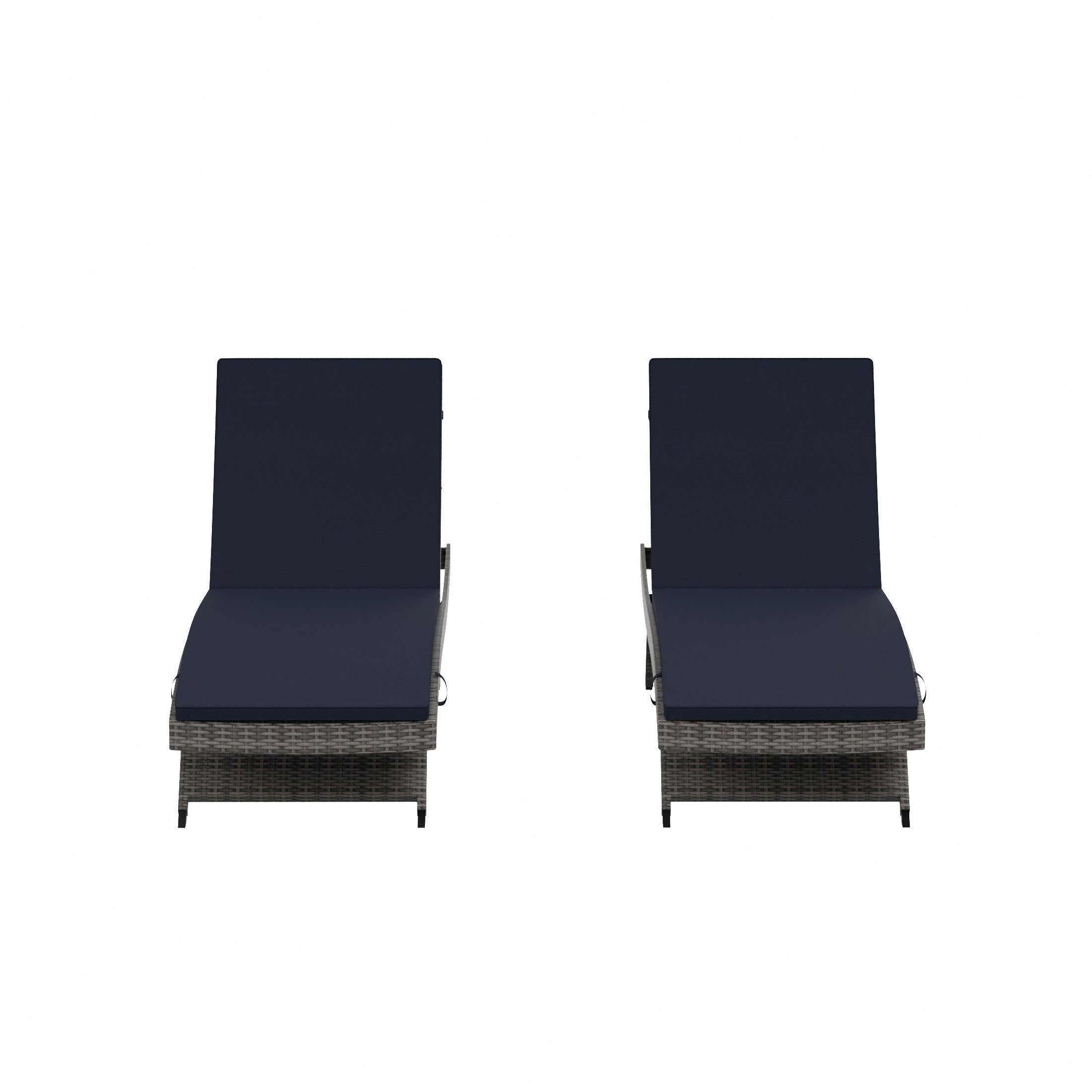 Bahama Gray Rattan Wicker Outdoor Chaise Lounges with Cushion Included (Set of 2) - Costaelm