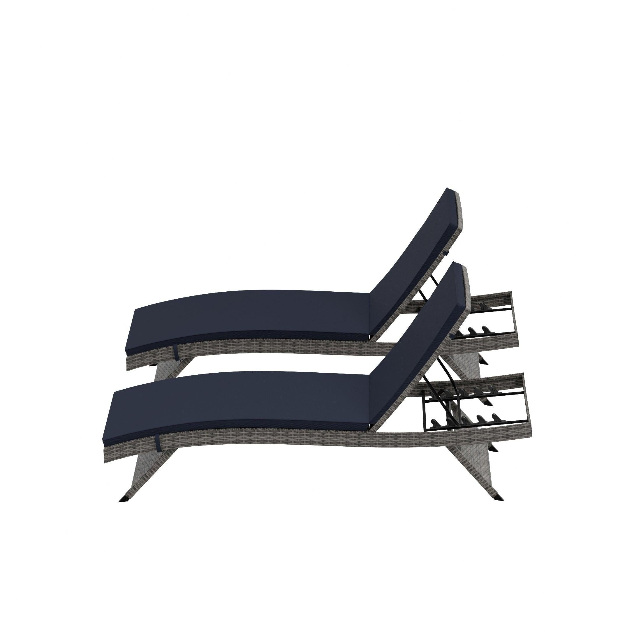 Bahama Gray Rattan Wicker Outdoor Chaise Lounges with Cushion Included (Set of 2) - Costaelm