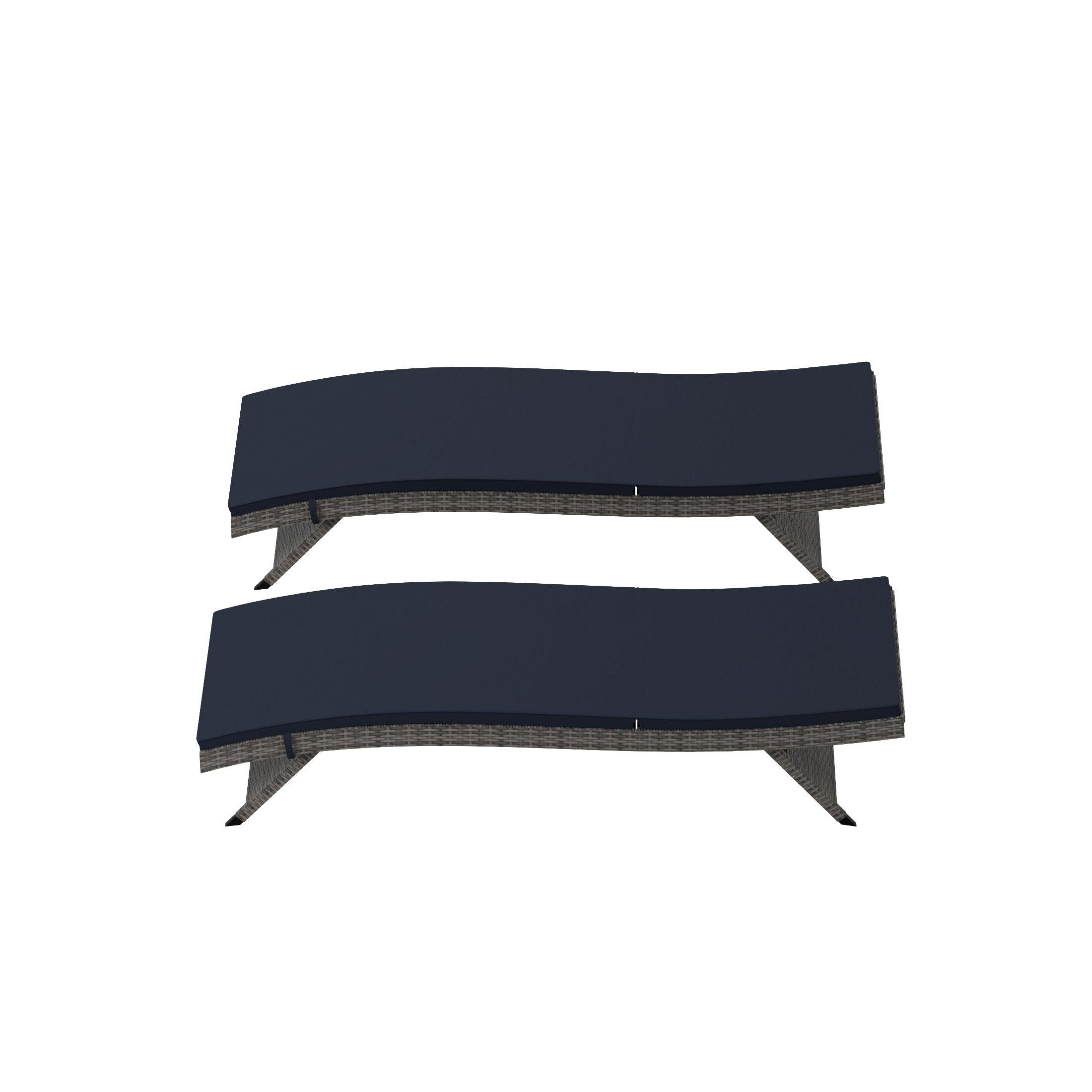 Bahama Gray Rattan Wicker Outdoor Chaise Lounges with Cushion Included (Set of 2) - Costaelm