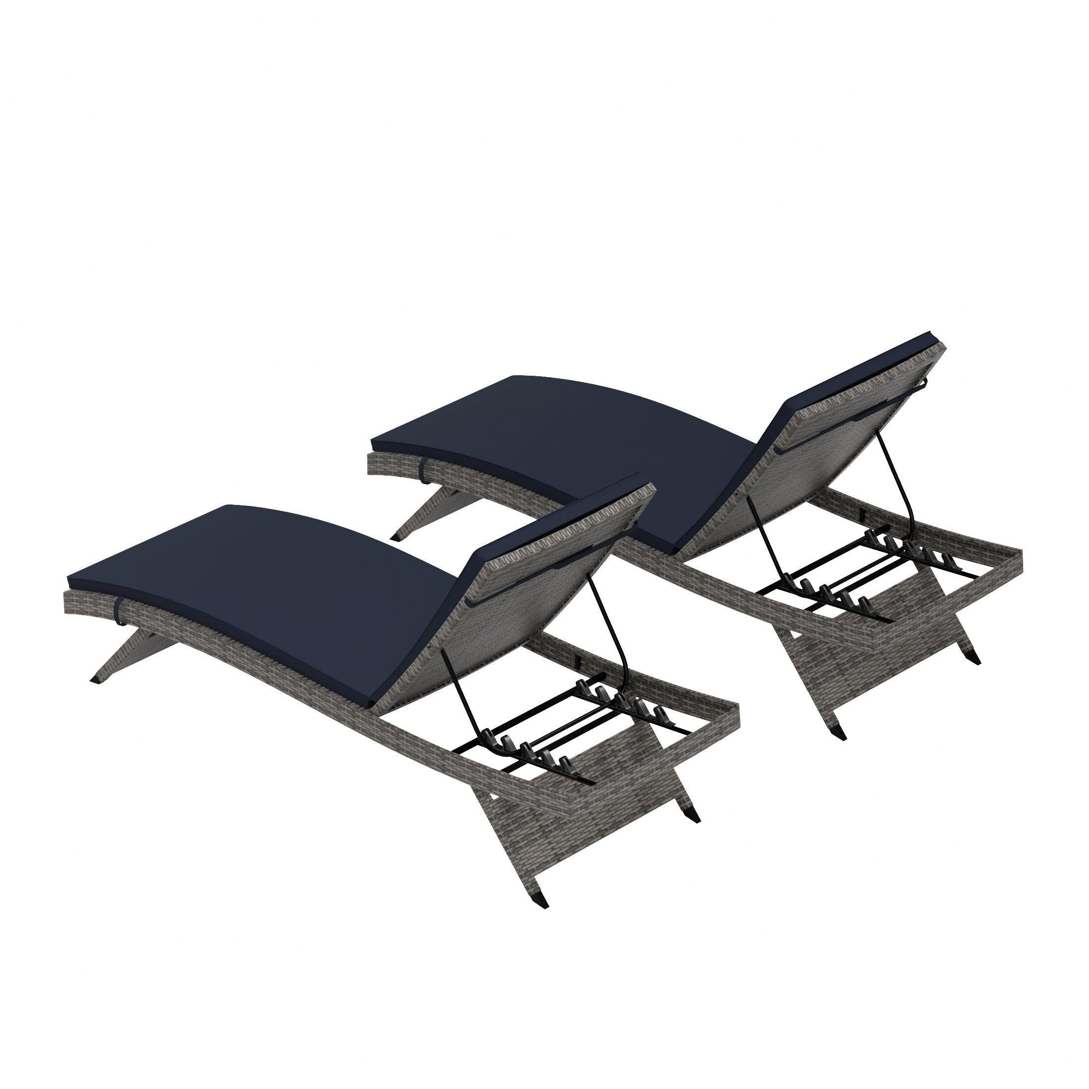 Bahama Gray Rattan Wicker Outdoor Chaise Lounges with Cushion Included (Set of 2) - Costaelm