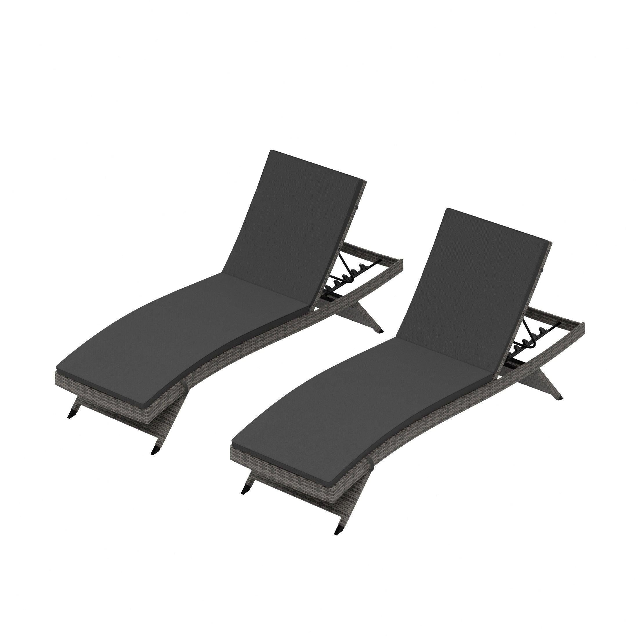 Bahama Gray Rattan Wicker Outdoor Chaise Lounges with Cushion Included (Set of 2) - Costaelm