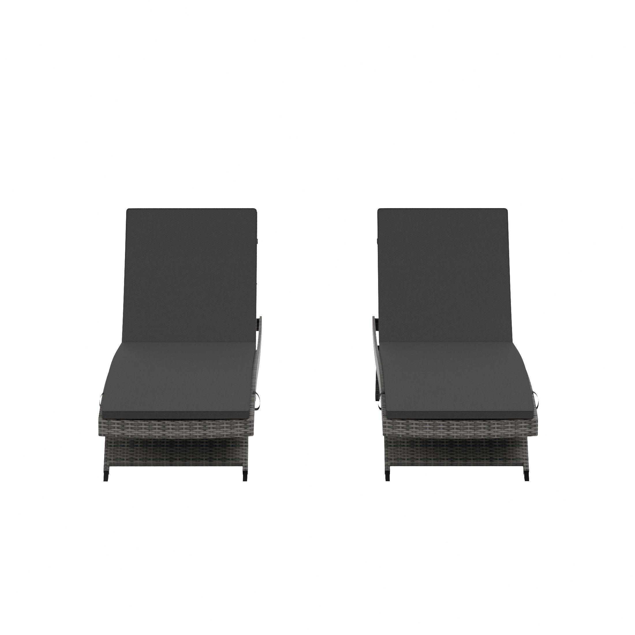 Bahama Gray Rattan Wicker Outdoor Chaise Lounges with Cushion Included (Set of 2) - Costaelm