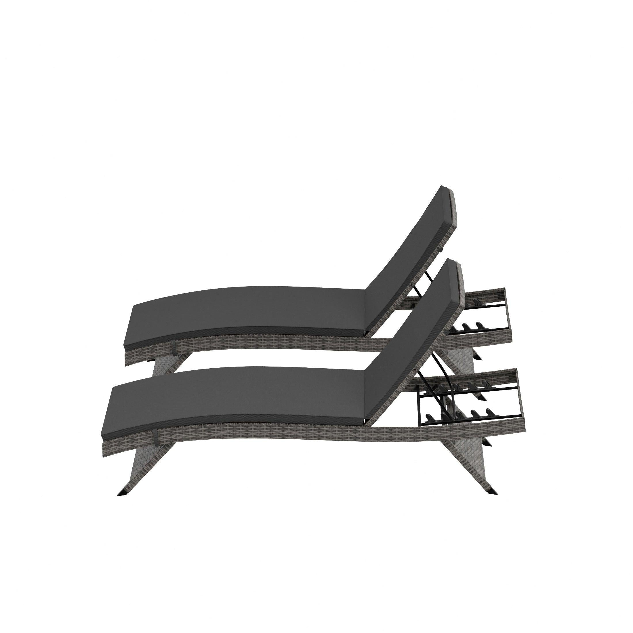 Bahama Gray Rattan Wicker Outdoor Chaise Lounges with Cushion Included (Set of 2) - Costaelm