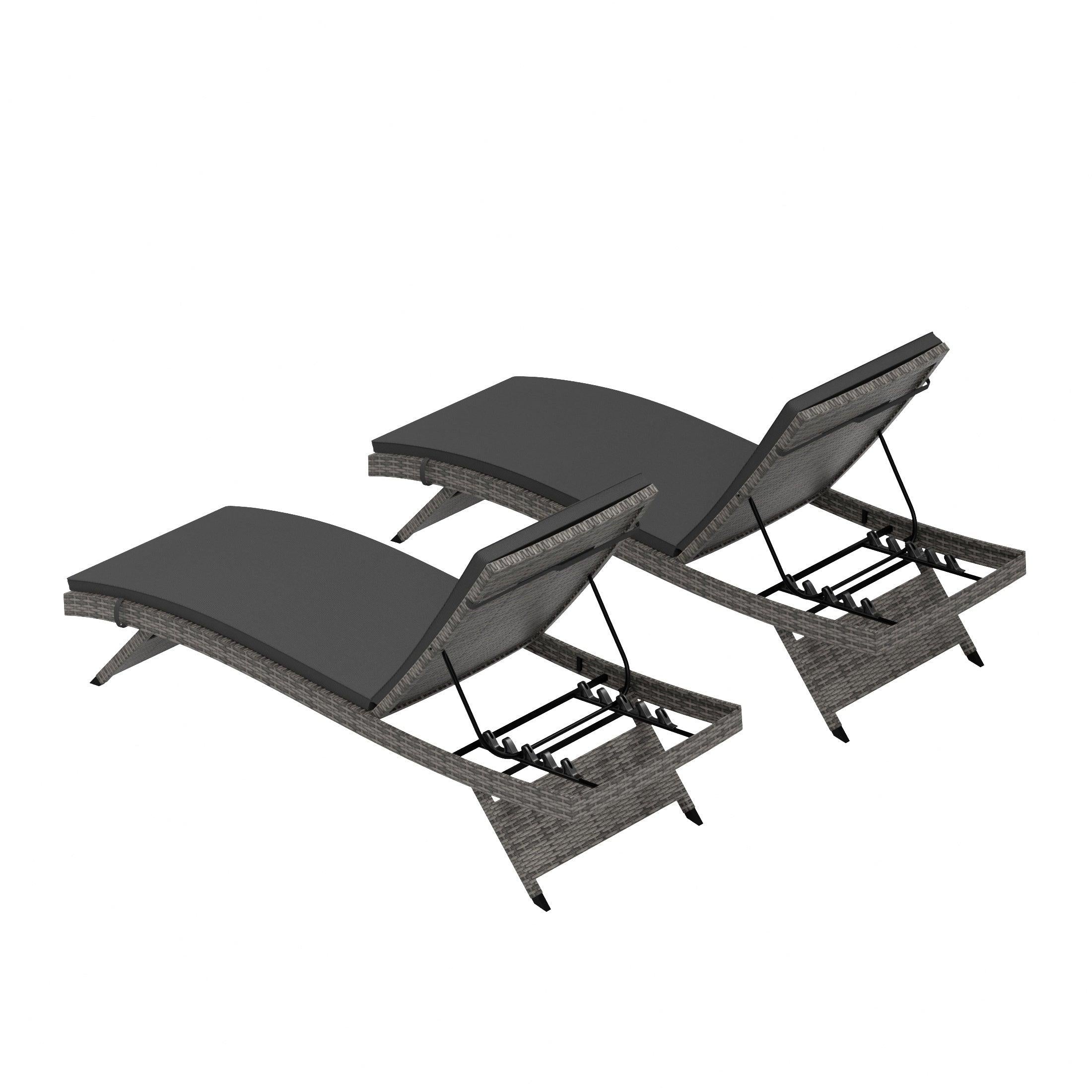 Bahama Gray Rattan Wicker Outdoor Chaise Lounges with Cushion Included (Set of 2) - Costaelm
