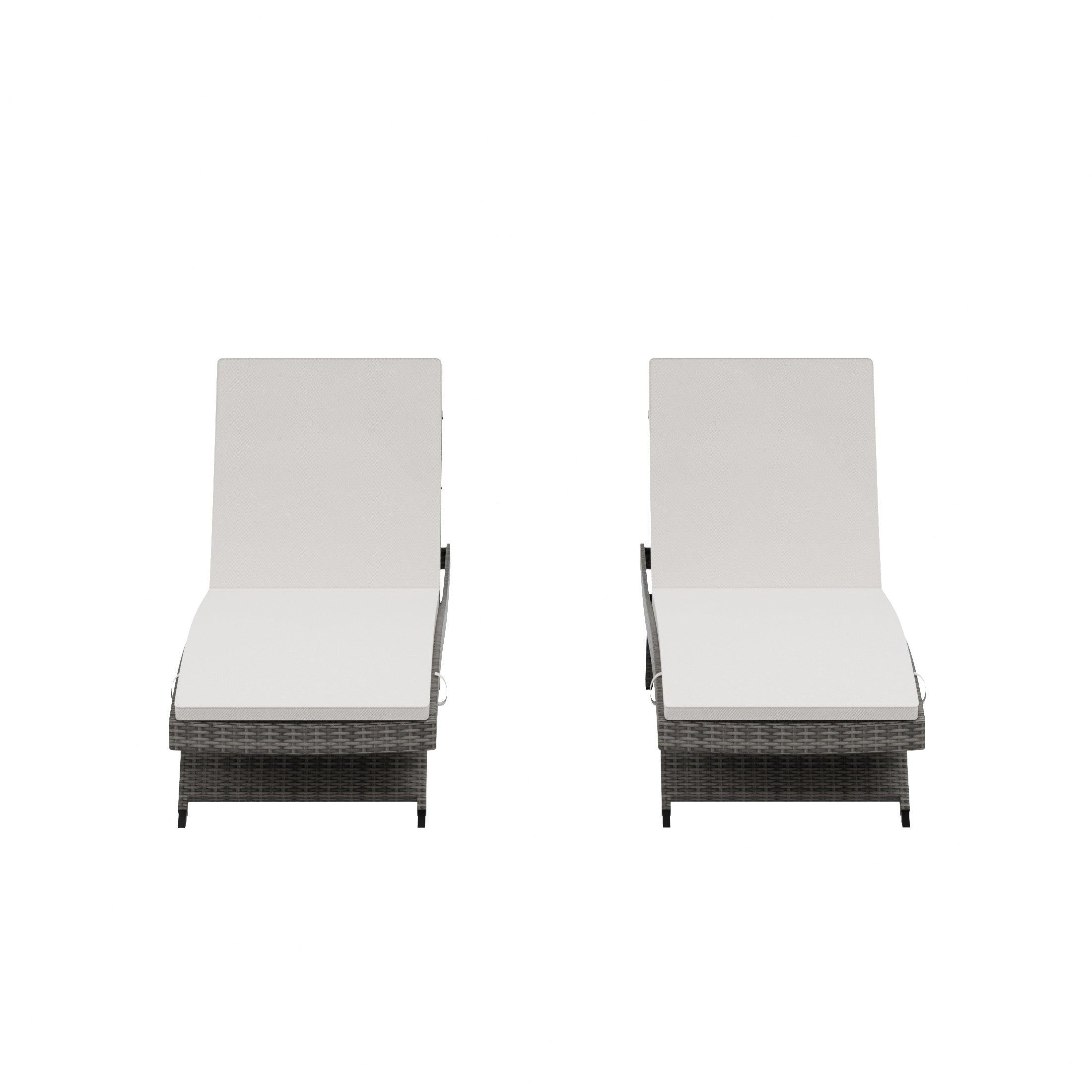 Bahama Gray Rattan Wicker Outdoor Chaise Lounges with Cushion Included (Set of 2) - Costaelm