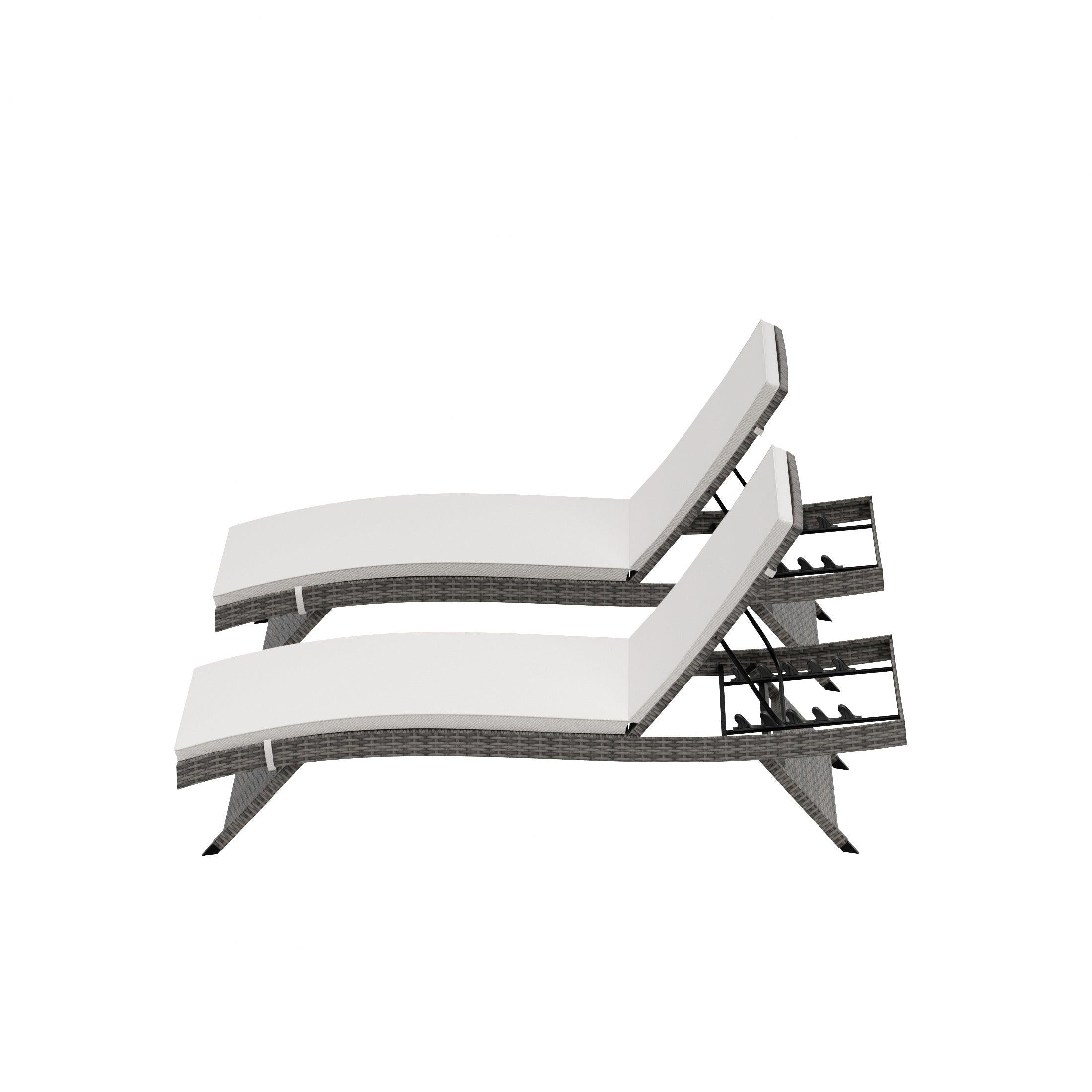 Bahama Gray Rattan Wicker Outdoor Chaise Lounges with Cushion Included (Set of 2) - Costaelm