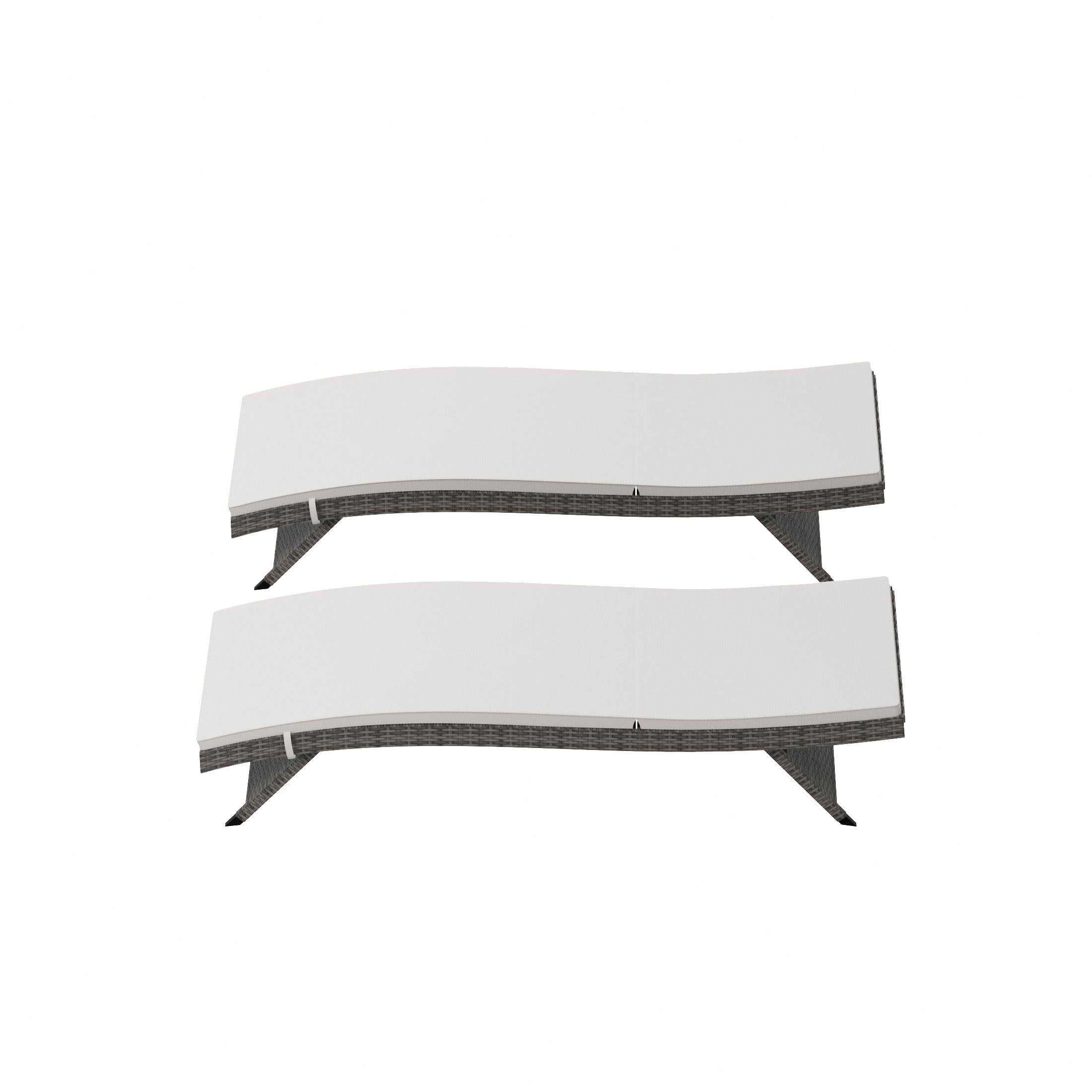 Bahama Gray Rattan Wicker Outdoor Chaise Lounges with Cushion Included (Set of 2) - Costaelm