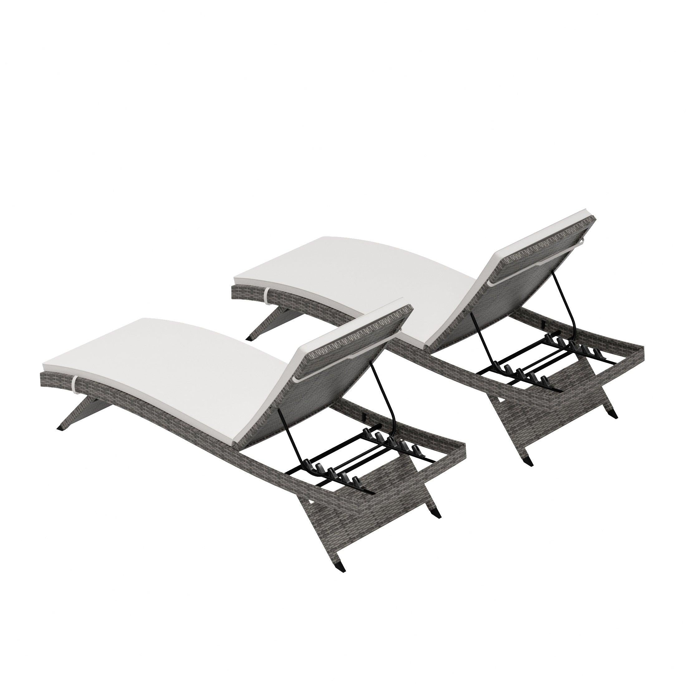 Bahama Gray Rattan Wicker Outdoor Chaise Lounges with Cushion Included (Set of 2) - Costaelm