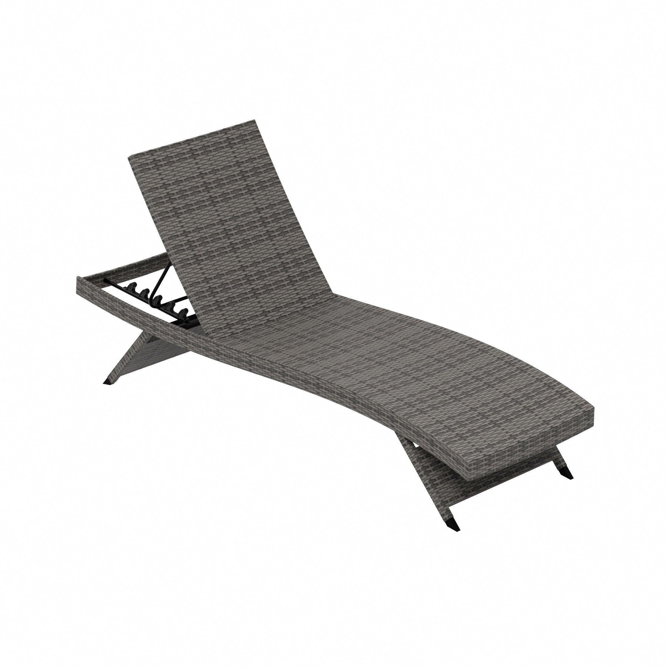 Bahama Gray Wicker Rattan Outdoor Chaise Lounge Chairs (Set of 2) - Costaelm
