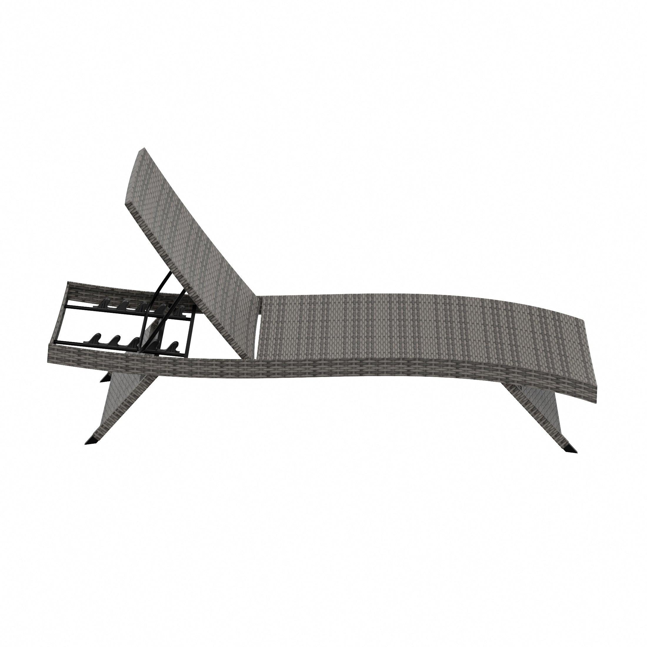 Bahama Gray Wicker Rattan Outdoor Chaise Lounge Chairs (Set of 2) - Costaelm