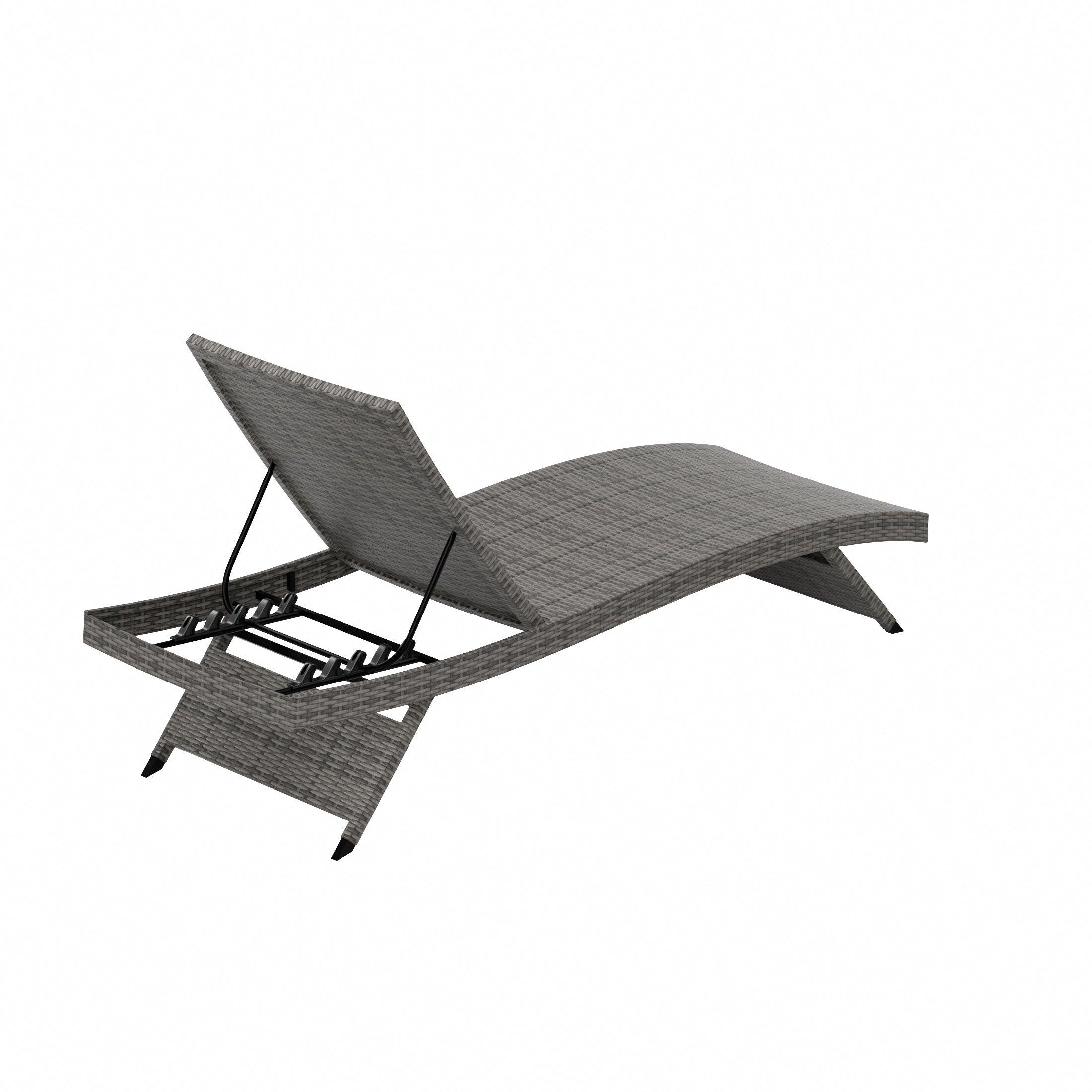 Bahama Gray Wicker Rattan Outdoor Chaise Lounge Chairs (Set of 2) - Costaelm