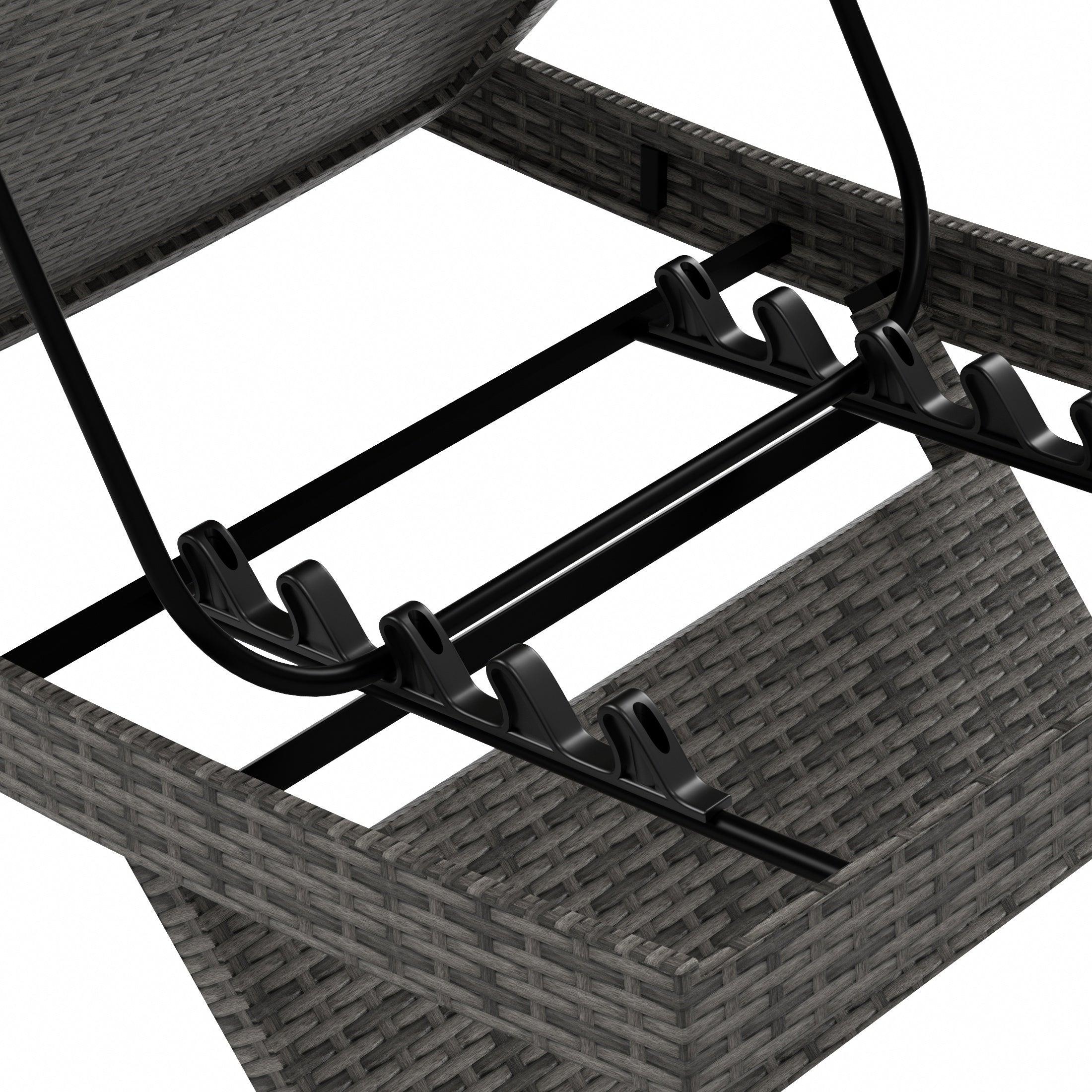 Bahama Gray Wicker Rattan Outdoor Chaise Lounge Chairs (Set of 2) - Costaelm