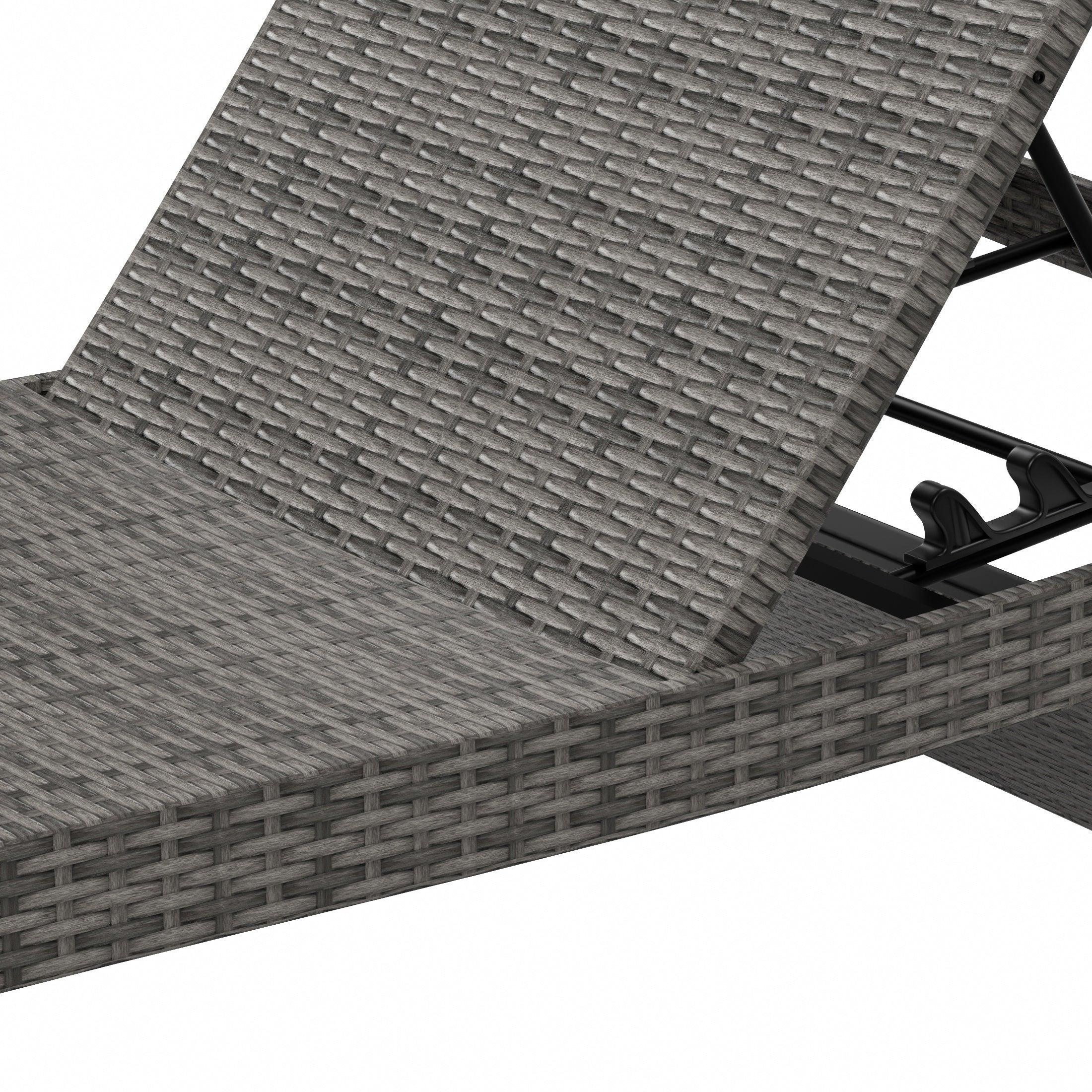Bahama Gray Wicker Rattan Outdoor Chaise Lounge Chairs (Set of 2) - Costaelm