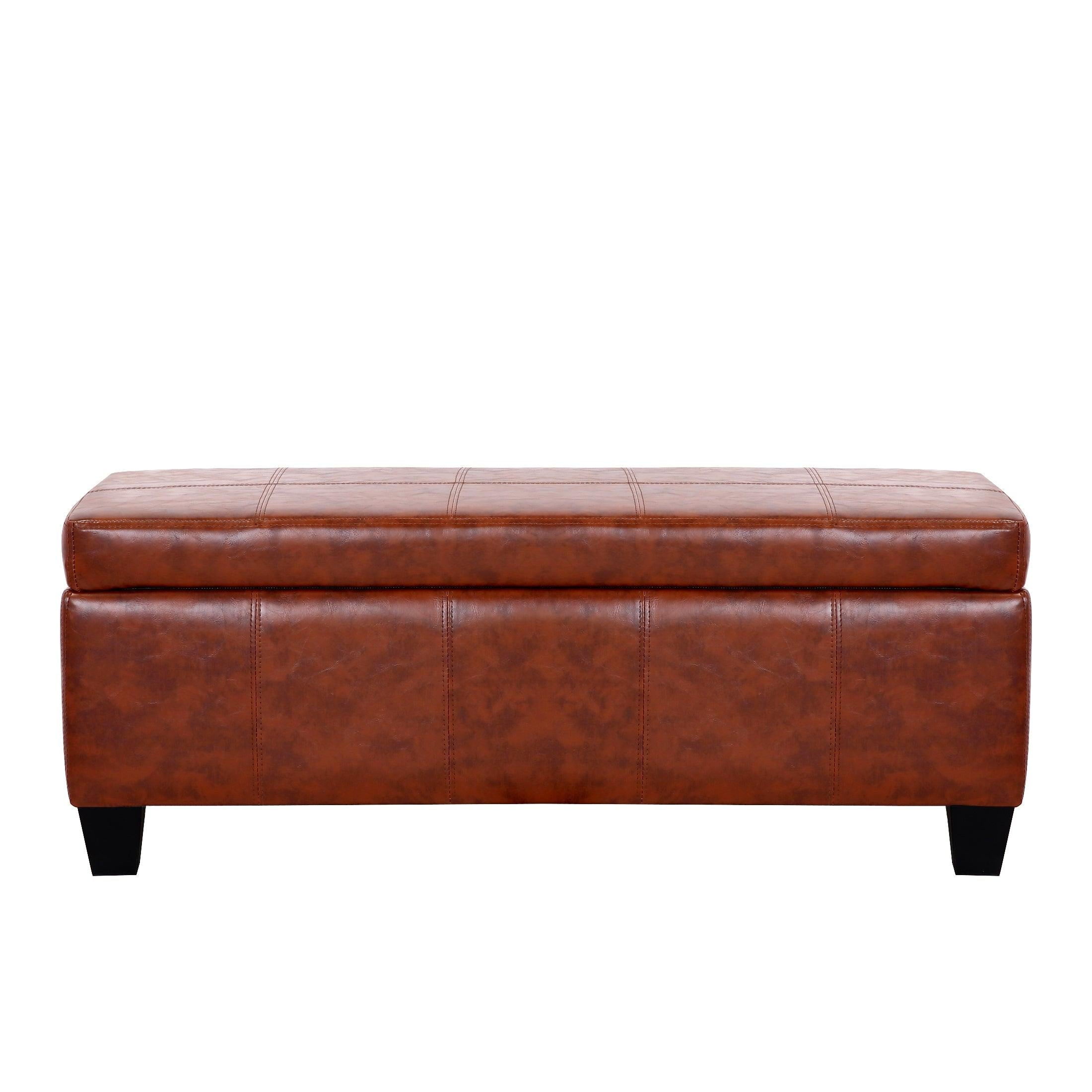 Baltimore Faux Leather Upholstered Storage Ottoman Bench - Costaelm