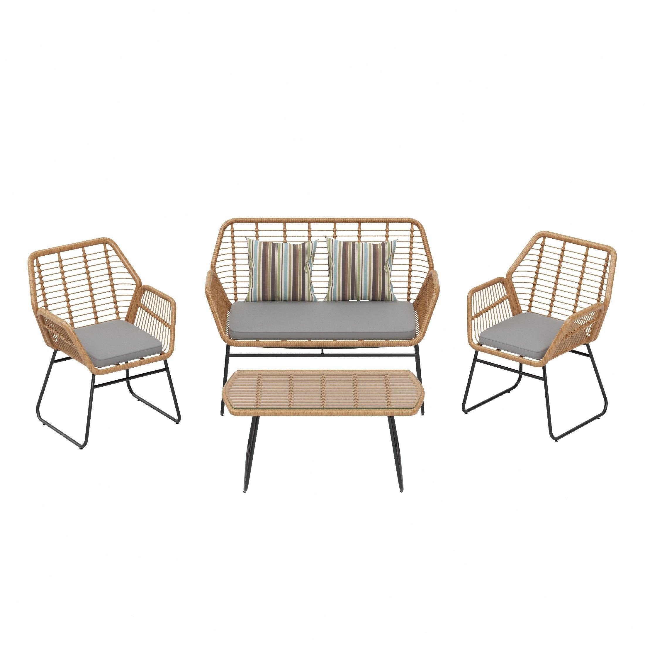 Belize 4-Piece Outdoor Patio Conversation Sofa Set - Costaelm