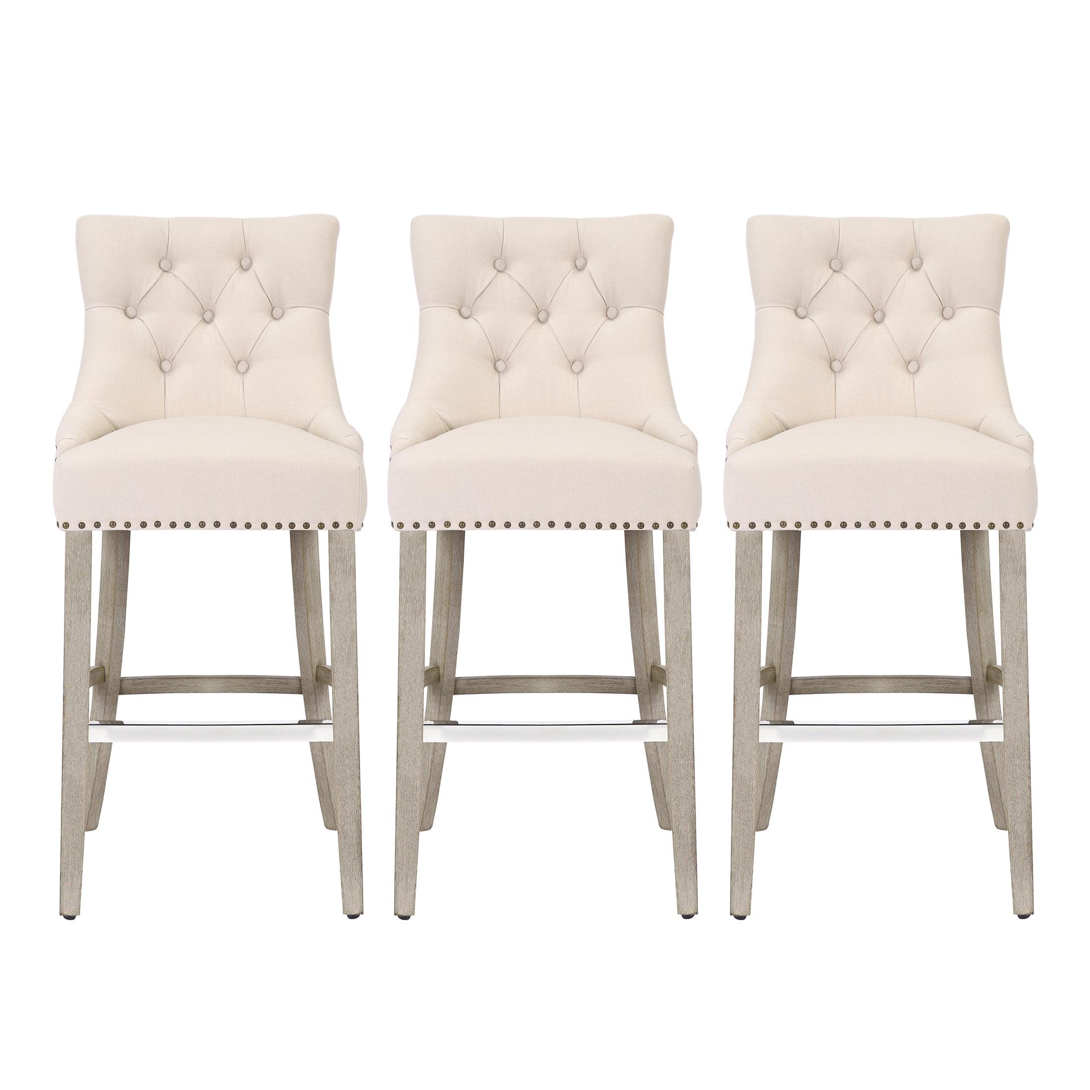 Bellmount 29" Upholstered Tufted Wingback Bar Stool (Set of 3) - Costaelm