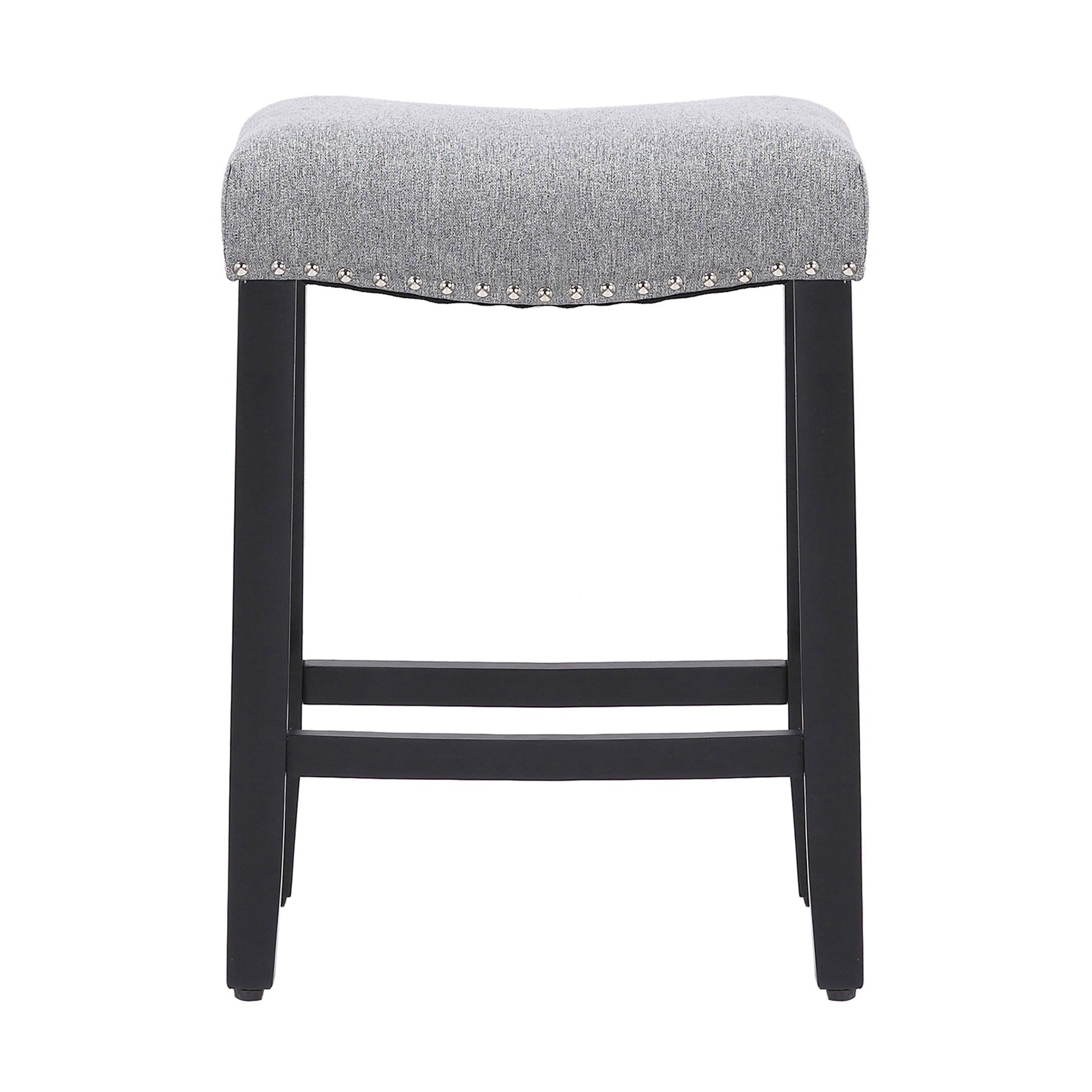 Mission 24" Upholstered Saddle Seat Barstool, Gray