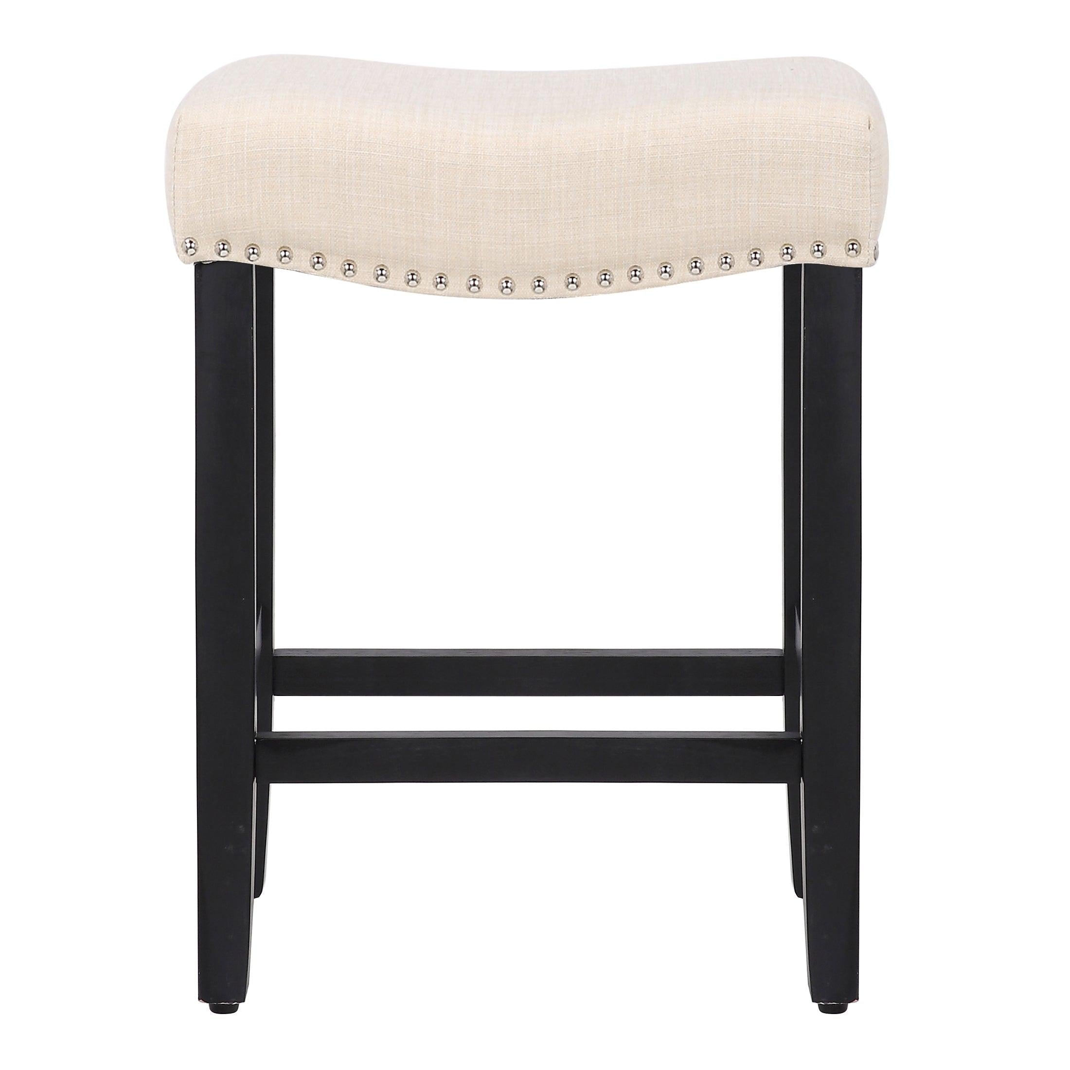 Mission 24" Upholstered Saddle Seat Barstool, Beige