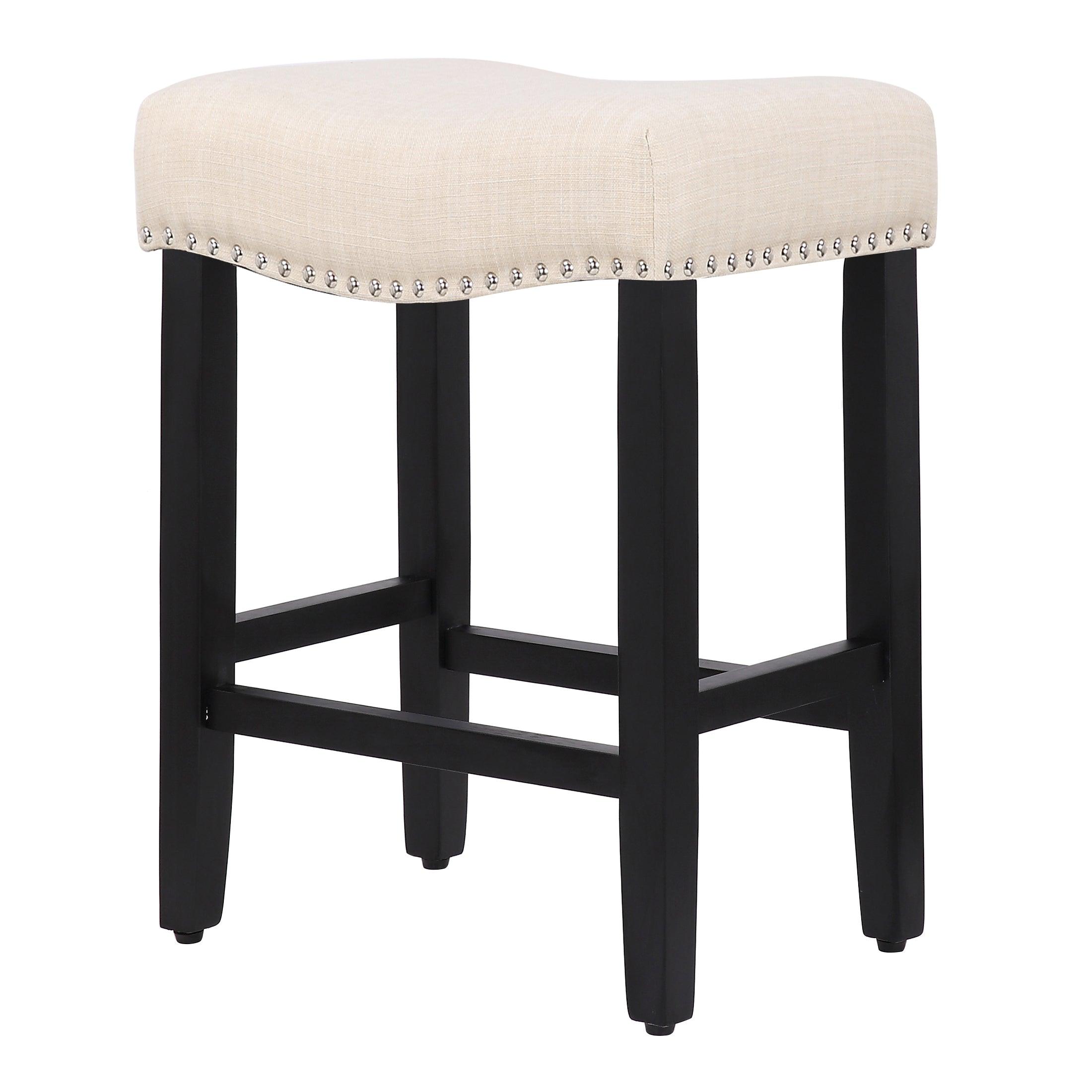 Bulmon 24" inch Upholstered Bar Stool with Nailhead Trim - Costaelm