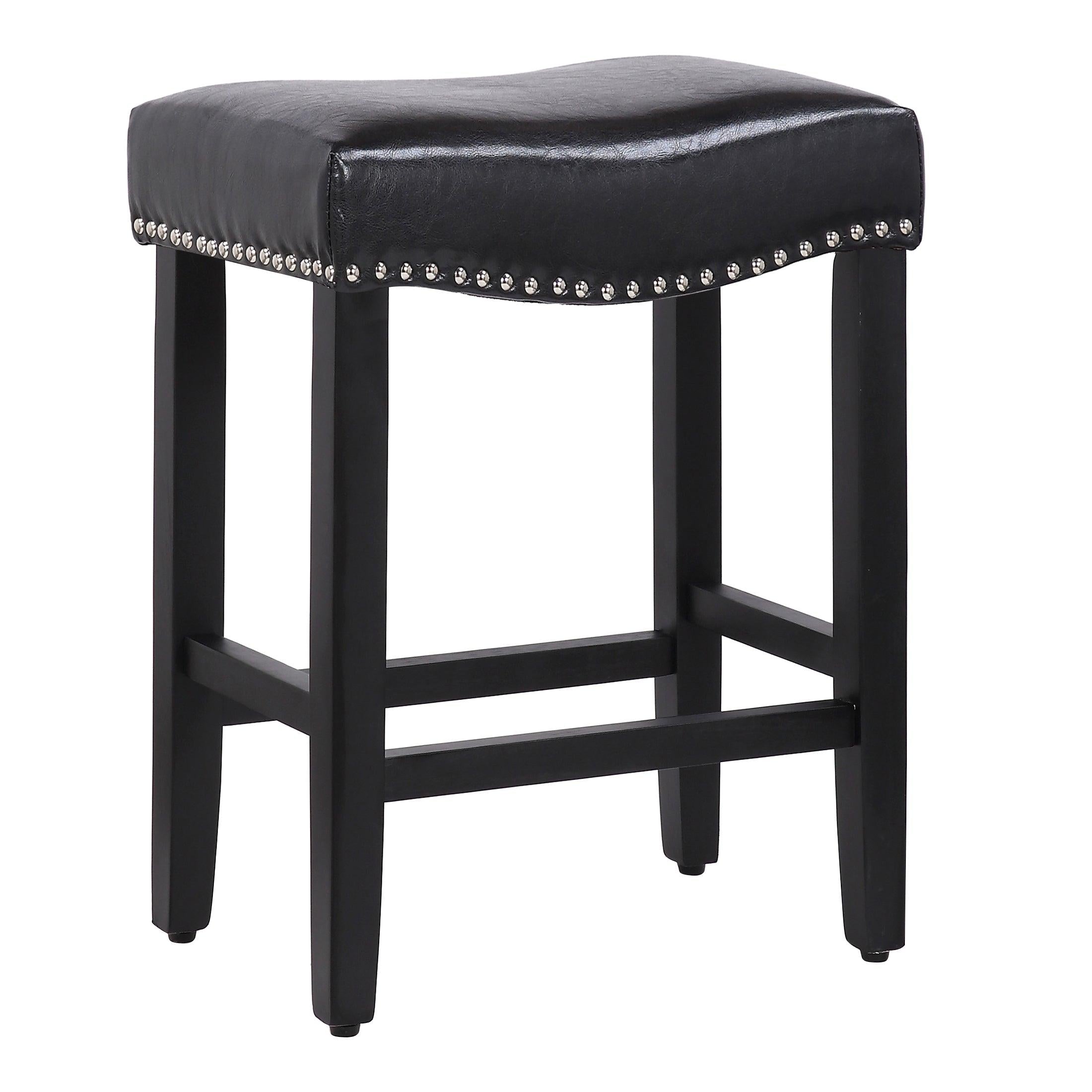 Mission 24" Upholstered Saddle Seat Barstool, Leather