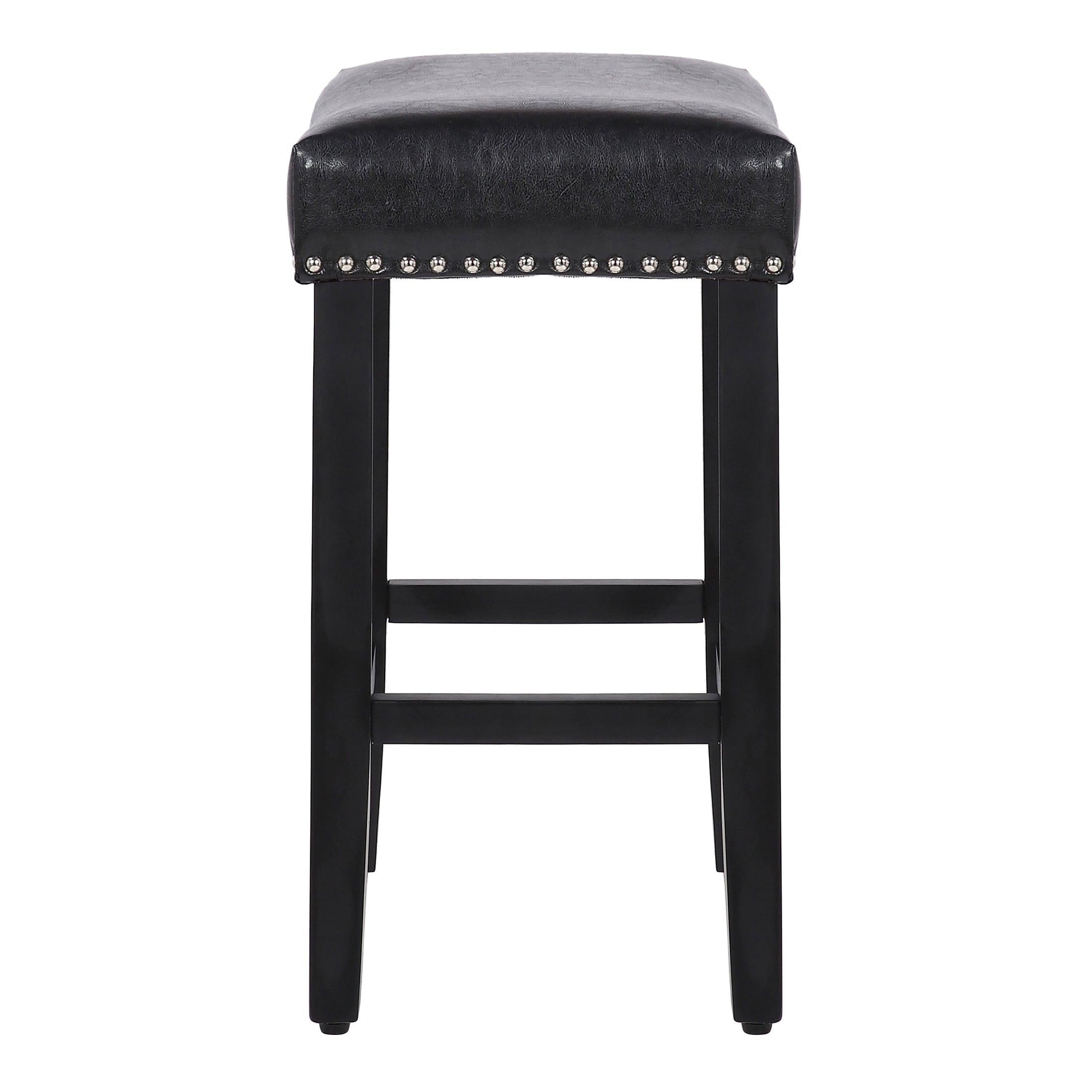 Mission 24" Upholstered Saddle Seat Barstool, Leather