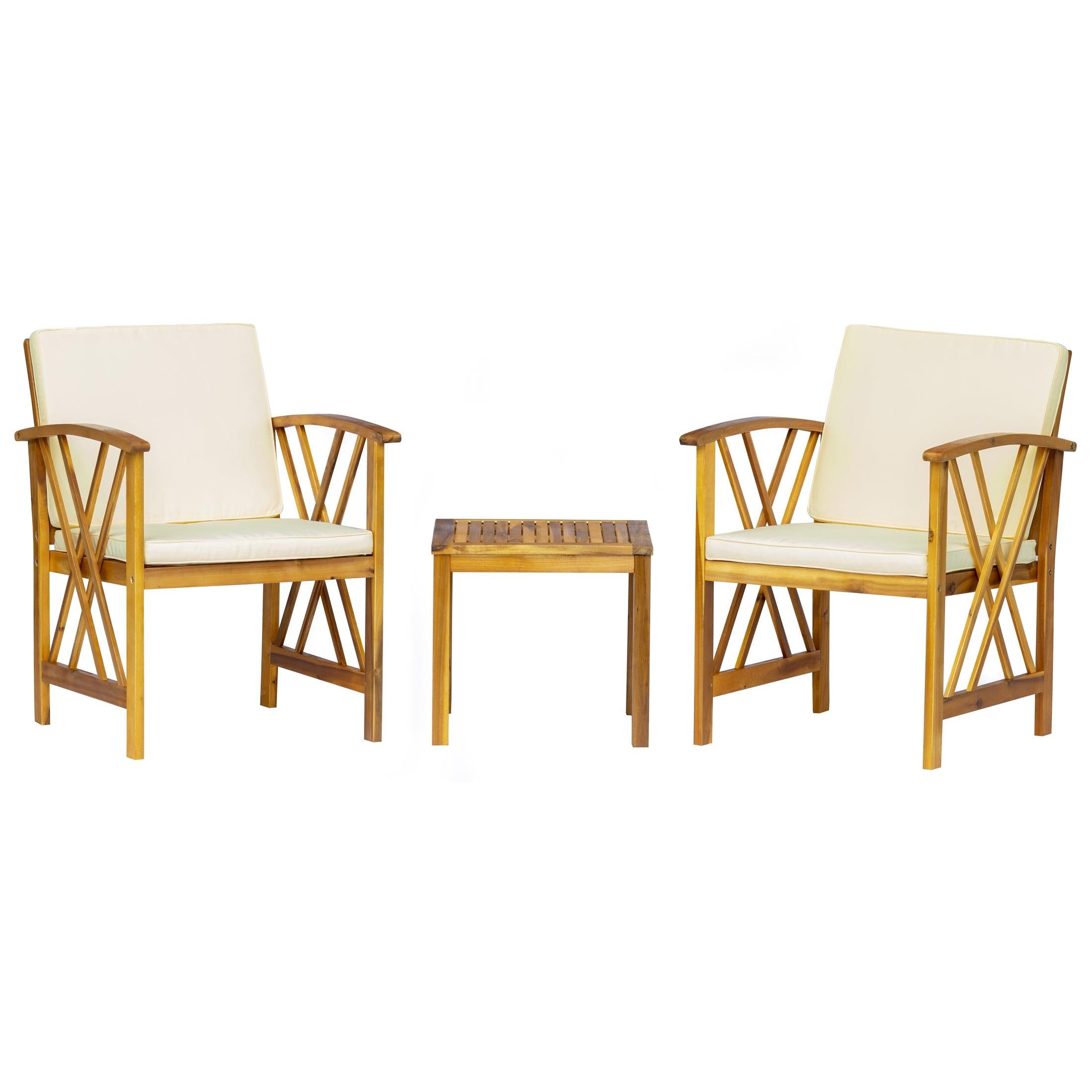 BAHIA 3-Piece Acacia Patio Sofa Conversation Furniture Set - Costaelm