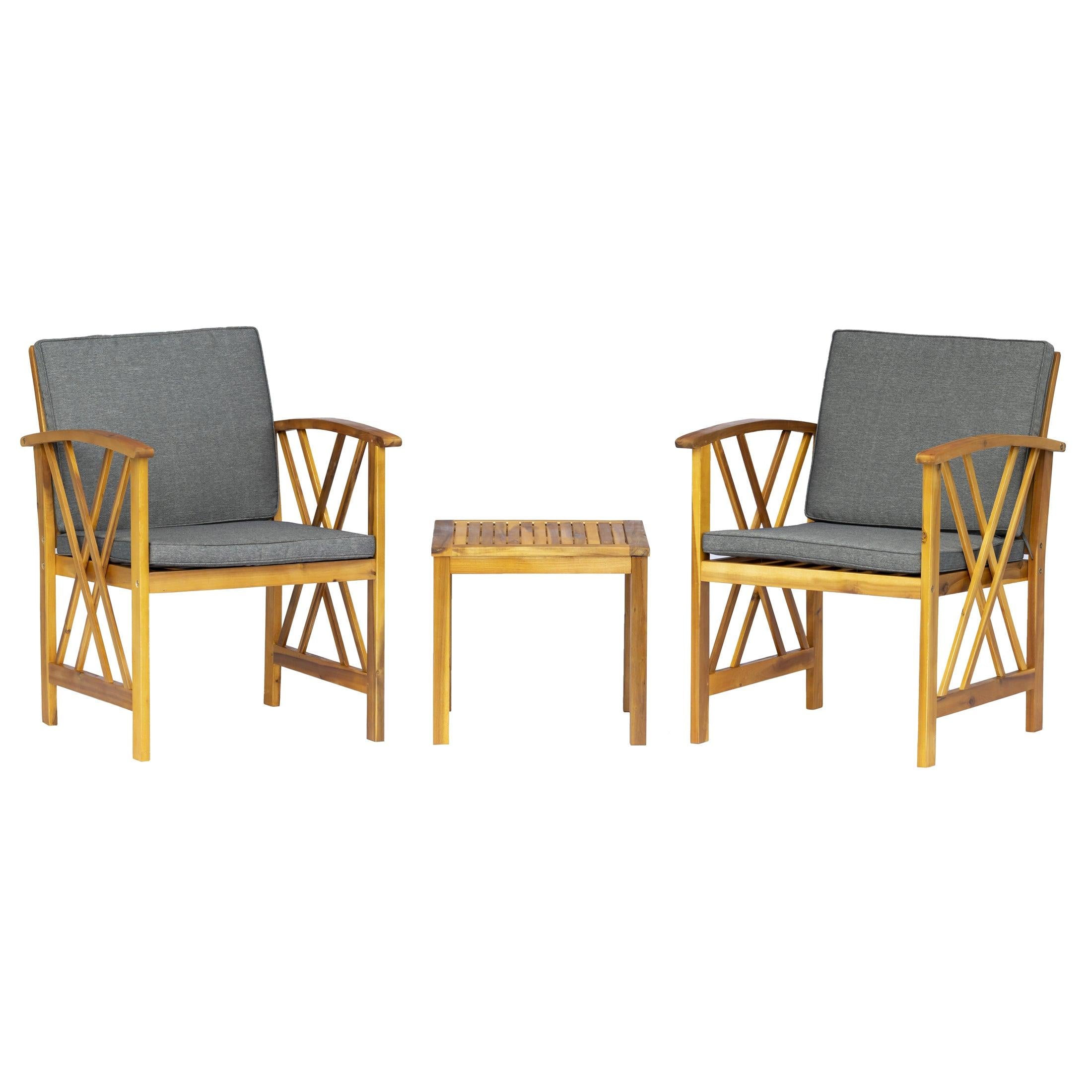 BAHIA 3-Piece Acacia Patio Sofa Conversation Furniture Set - Costaelm