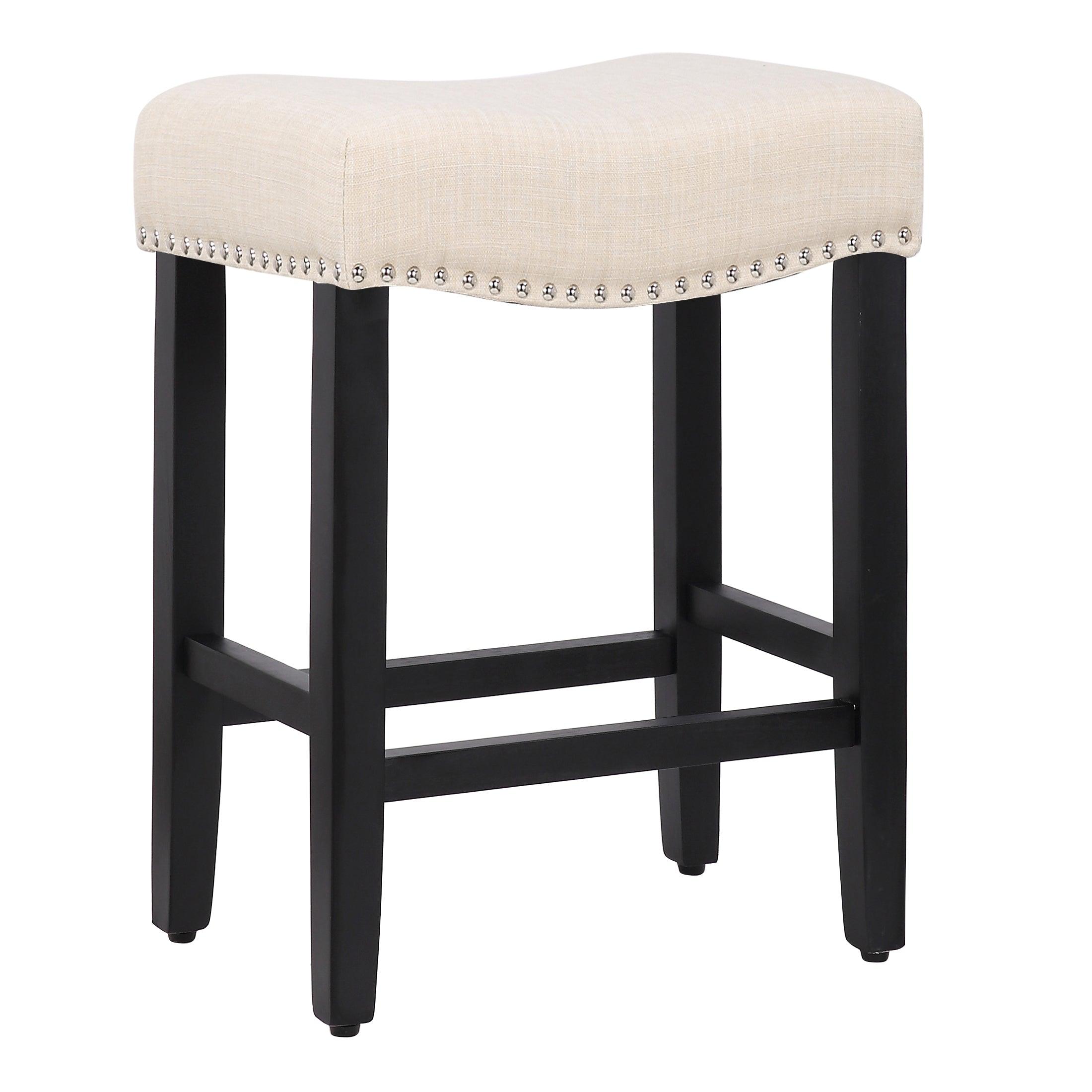 Mission 24" Upholstered Saddle Seat Barstool, Beige